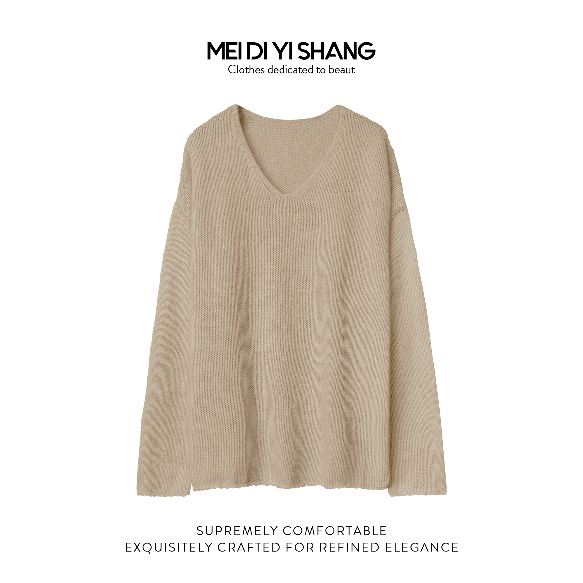 MDYS秋冬新品浣熊绒V领大码宽松慵懒风极简韩系套头衫2319会掉毛