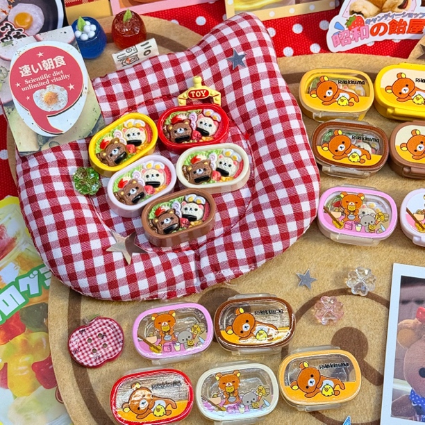 【鱼汤dodo定制】轻松熊套装饭盒食玩diy树脂配件