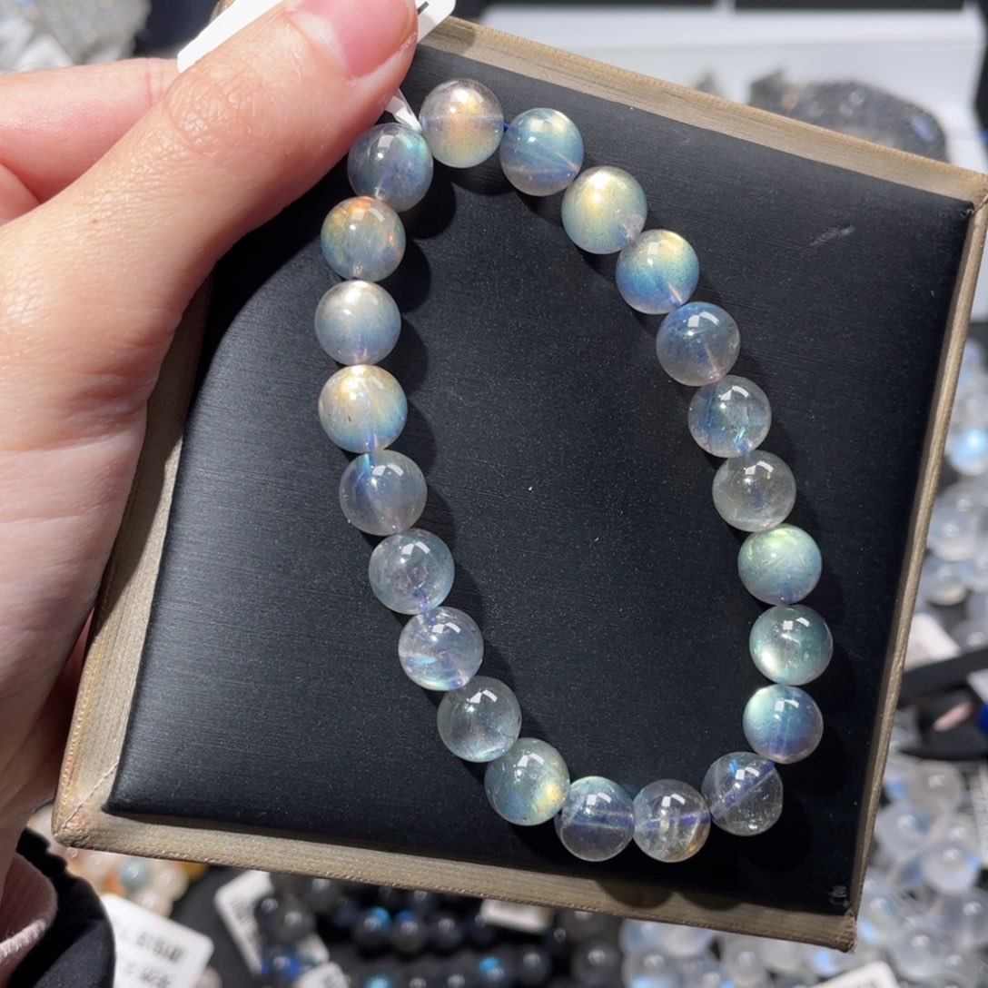 手链长石未镶嵌加拿大彩光灰月光9m+