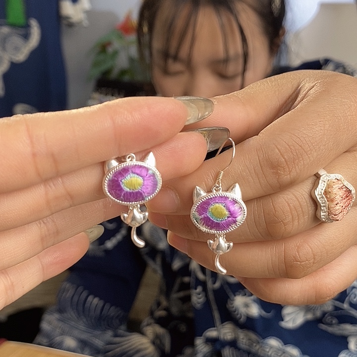 纯铜花岗石纯铜锡合金耳环