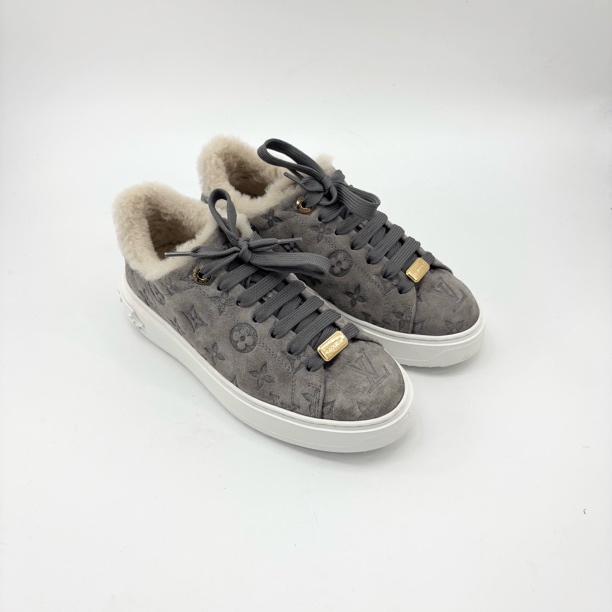 LV/36.5码/灰色低帮满印毛毛板鞋/98新/pp426360
