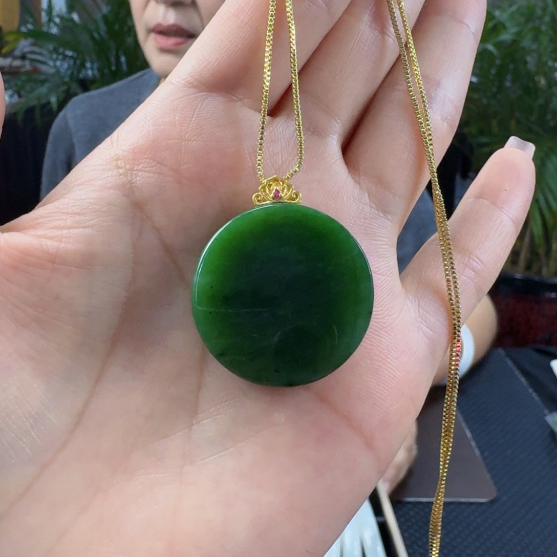 和田玉（碧玉）银S925镶嵌颈饰