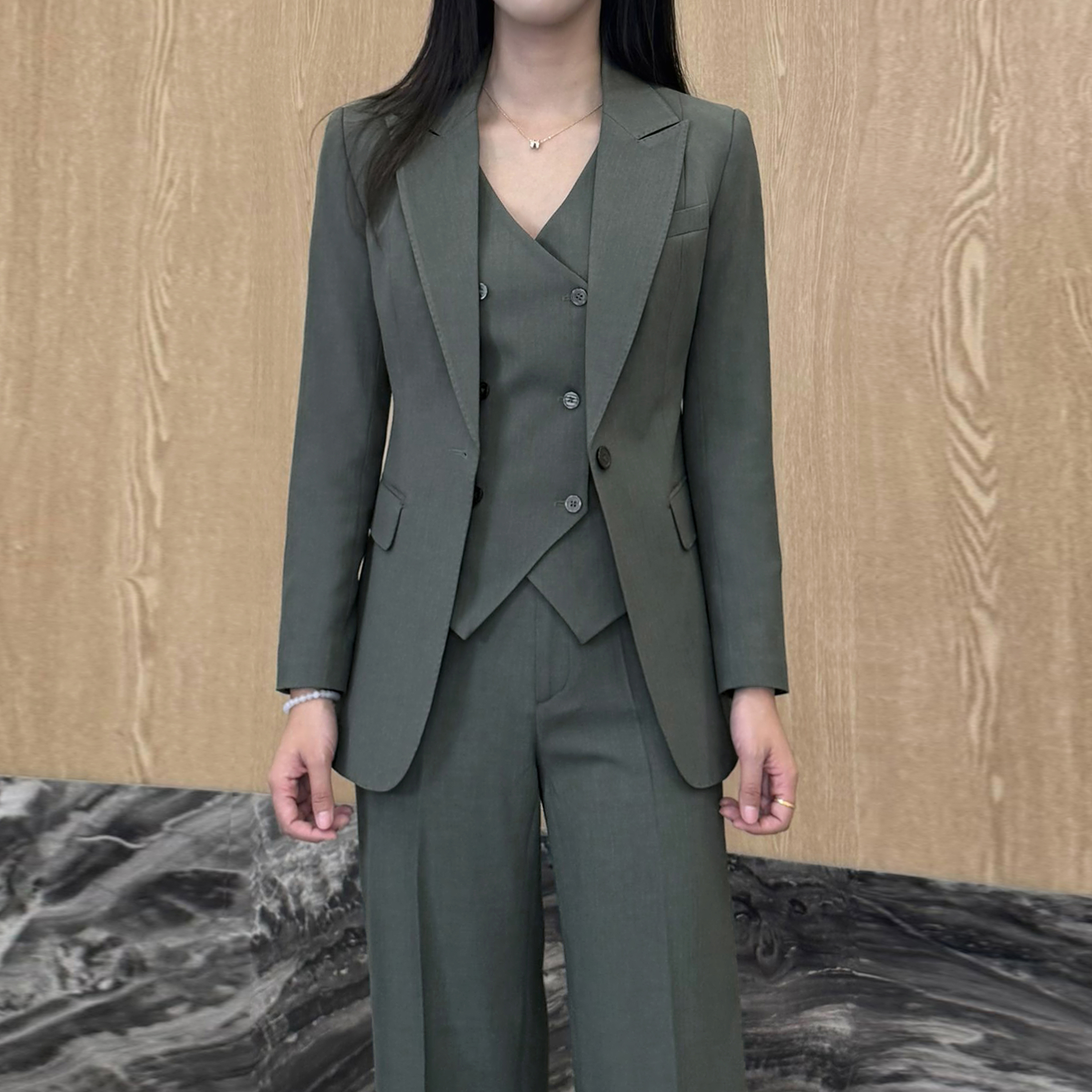 2025春季气质西装马甲三件套时尚通勤职业装西装套装