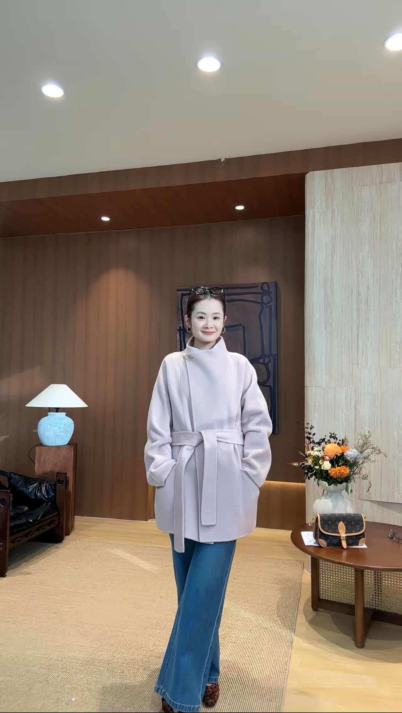 高端线【小翻领短款】山羊绒+绵羊毛小个子双面大衣外套气质时尚