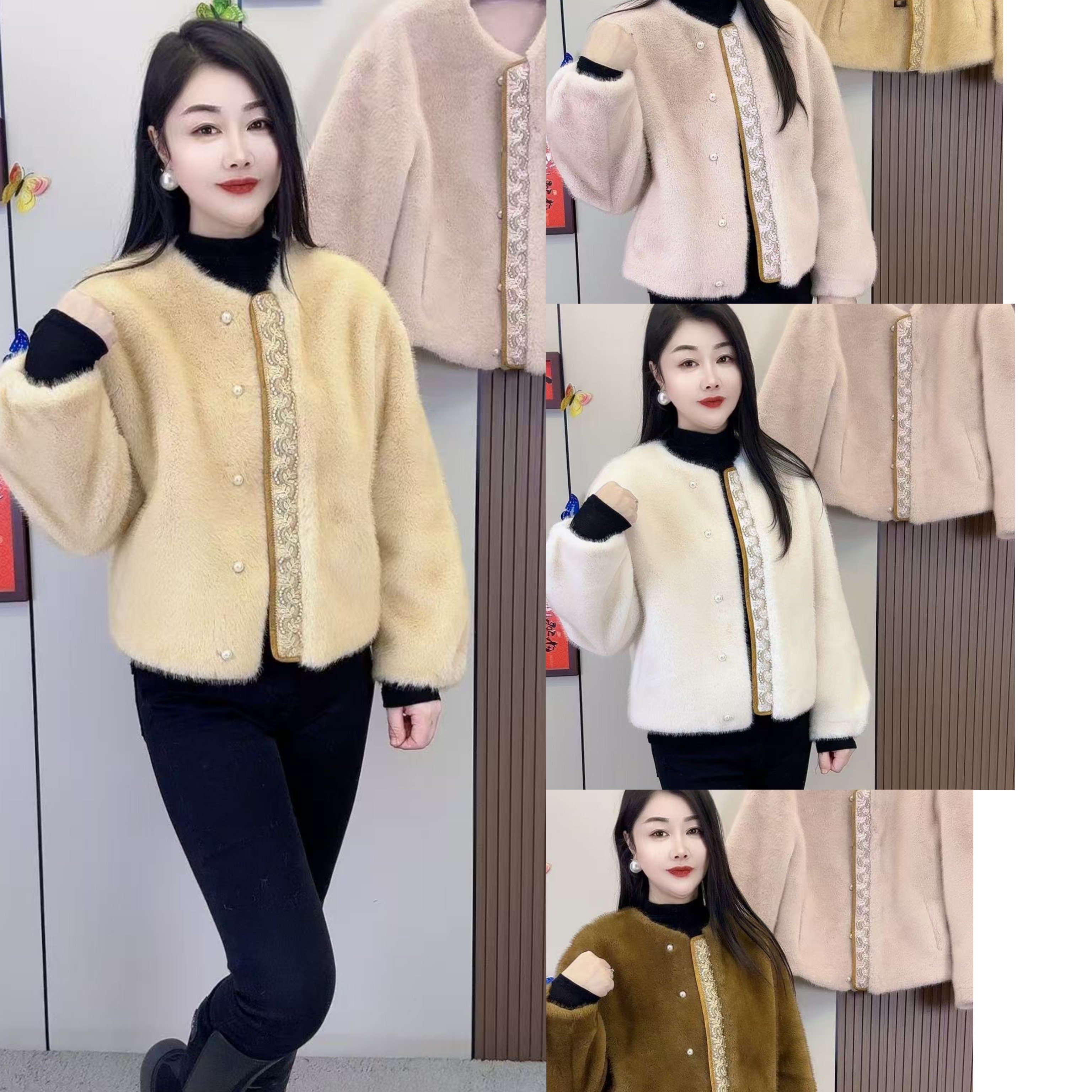 593款仿银狐毛休闲时尚外套