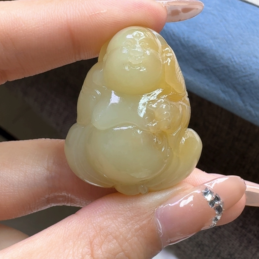 和田玉未镶嵌耳饰且末糖佛