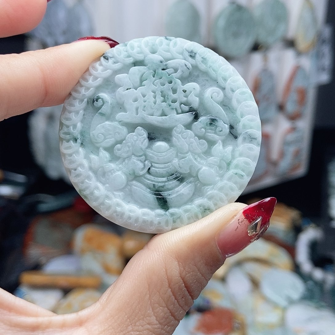 翡翠颈饰14K金镶嵌翡翠