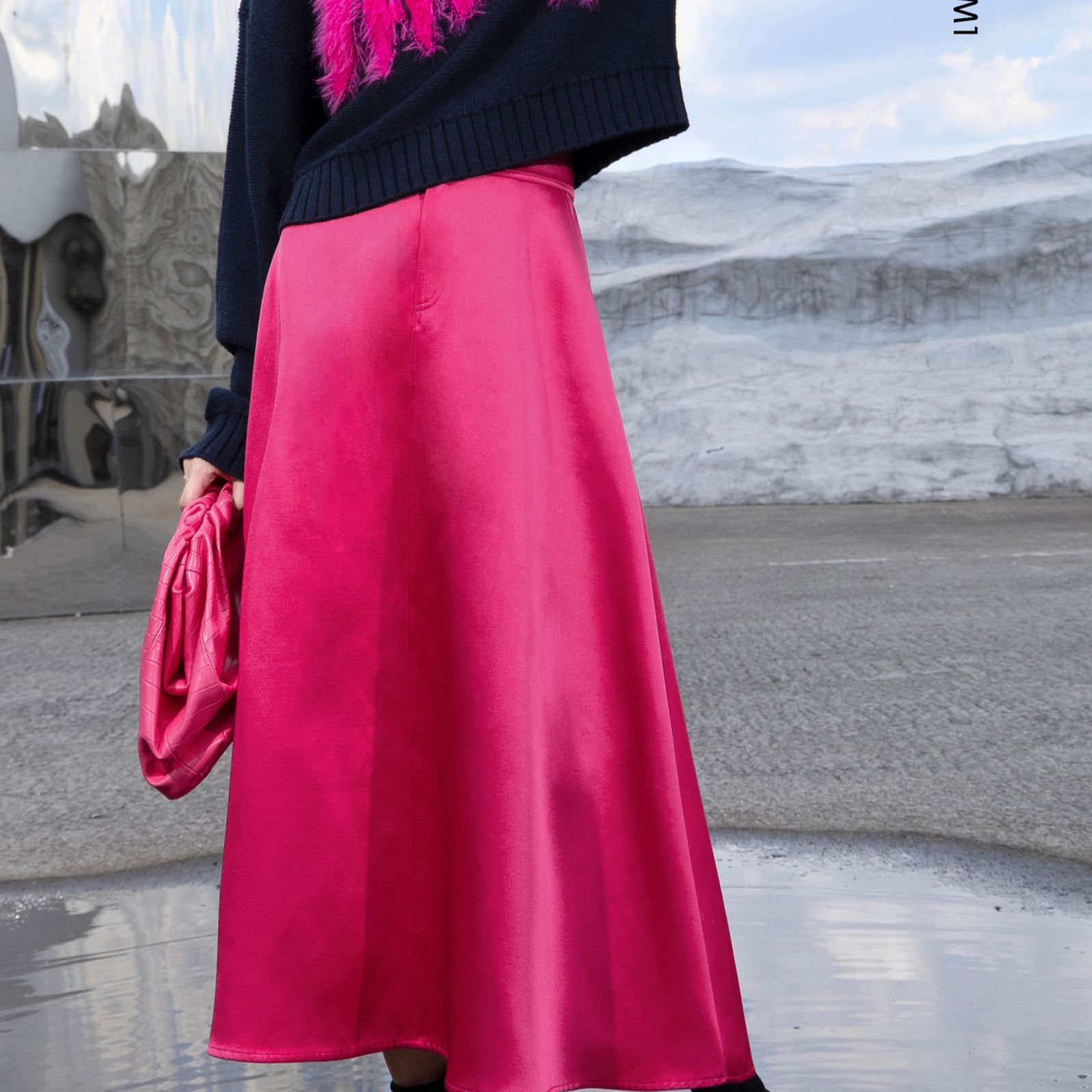 AACG412111M1玫红半身裙气质百搭中长款时尚