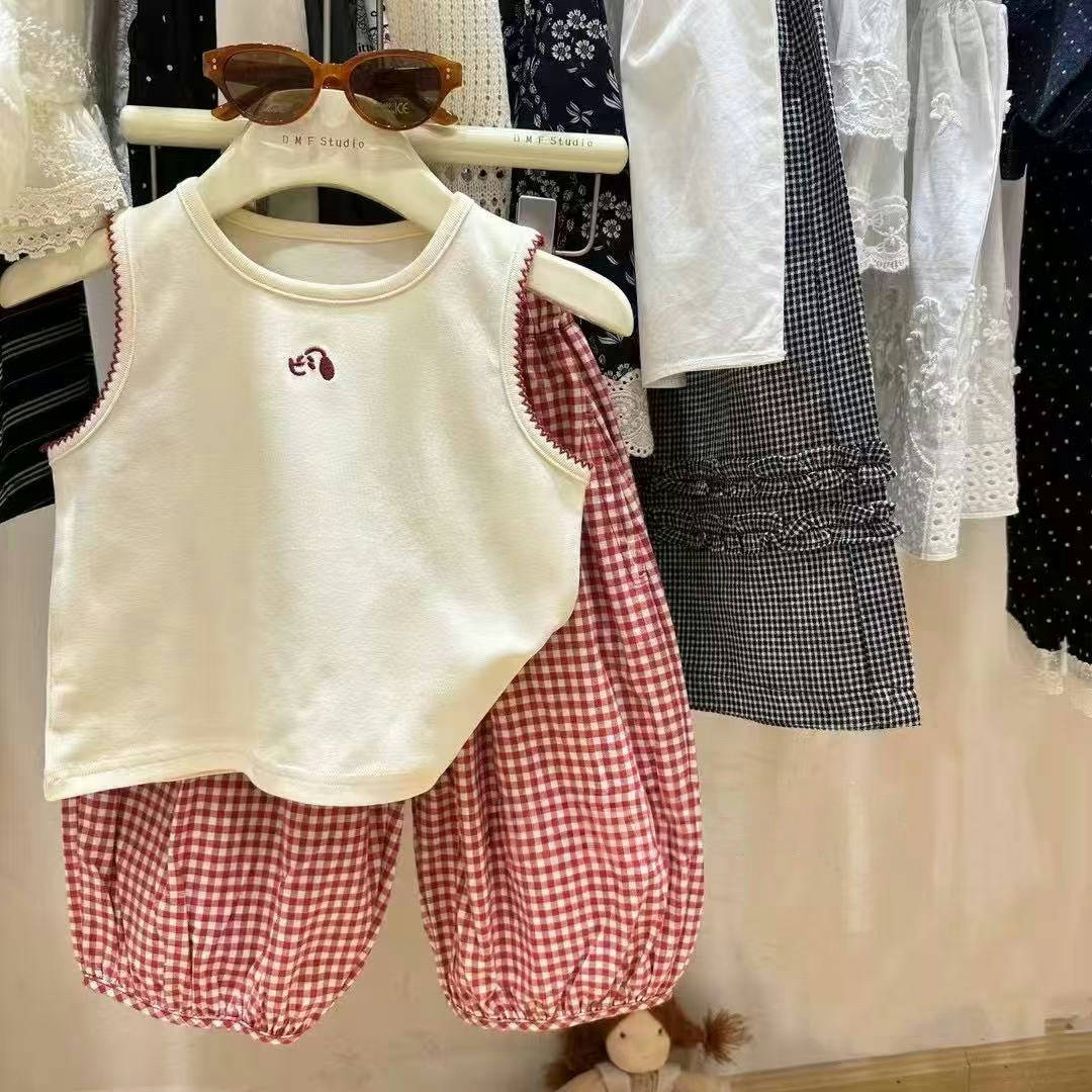 【实体童装品牌】dmf&kids 8130夏款女童套装背心两件套无袖短袖