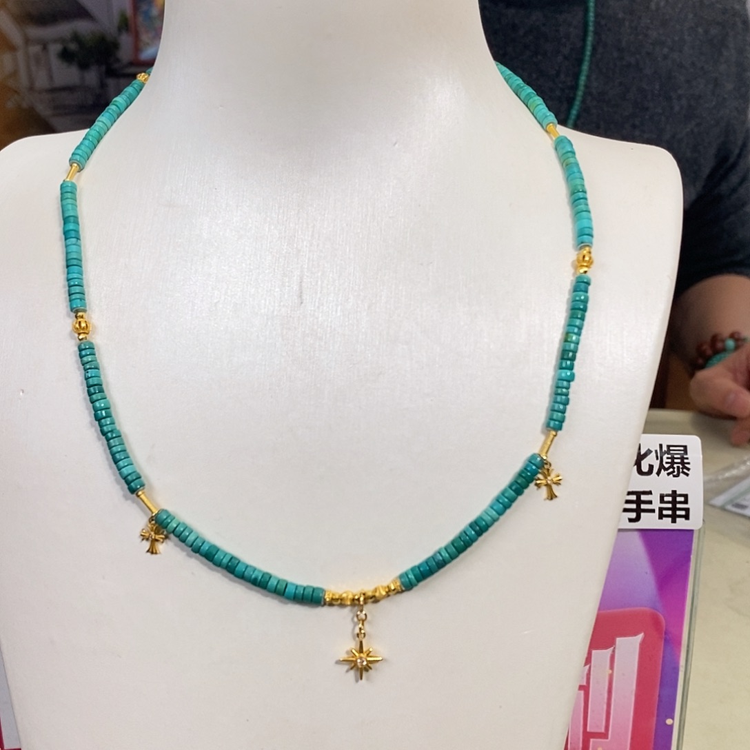 绿松石18K金镶嵌珠宝奇石