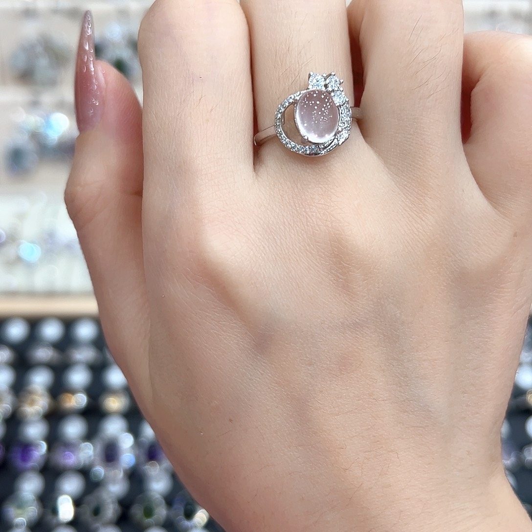 水晶戒指银S925镶嵌不退换