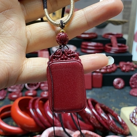 天然辰砂紫金砂无事牌