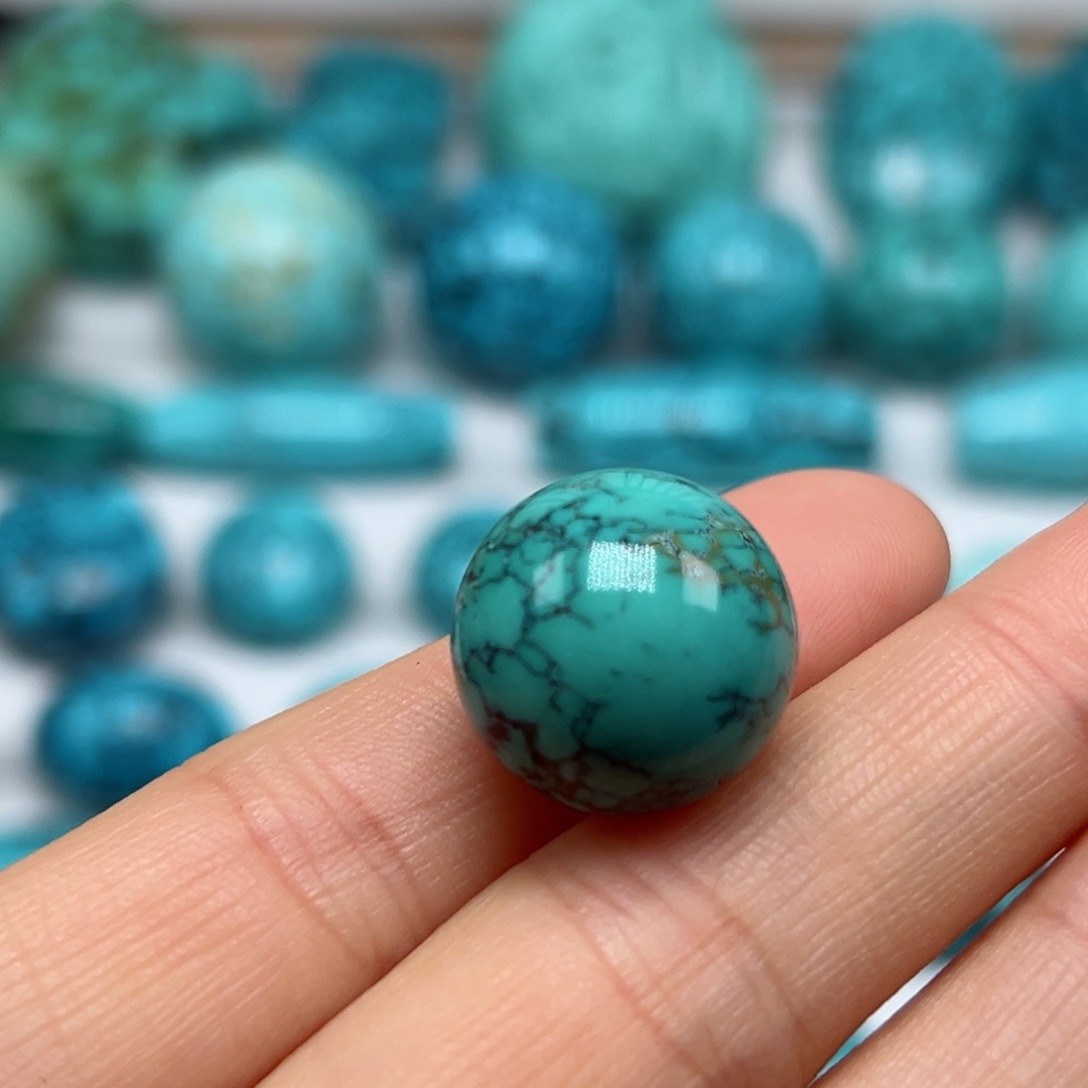 绿松石珠宝奇石未镶嵌儿****圆