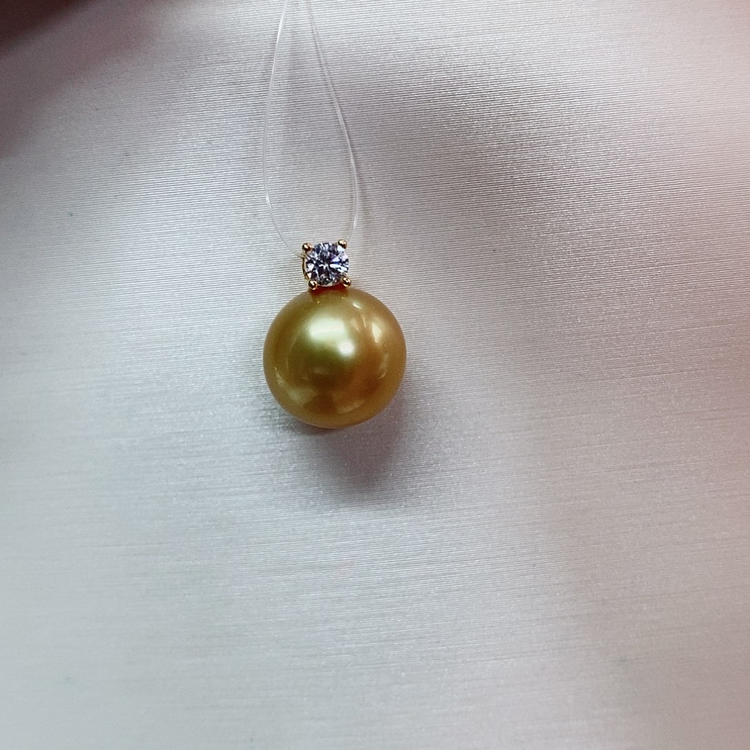 吊坠(不含链)银S925镶嵌海水珍珠10-11