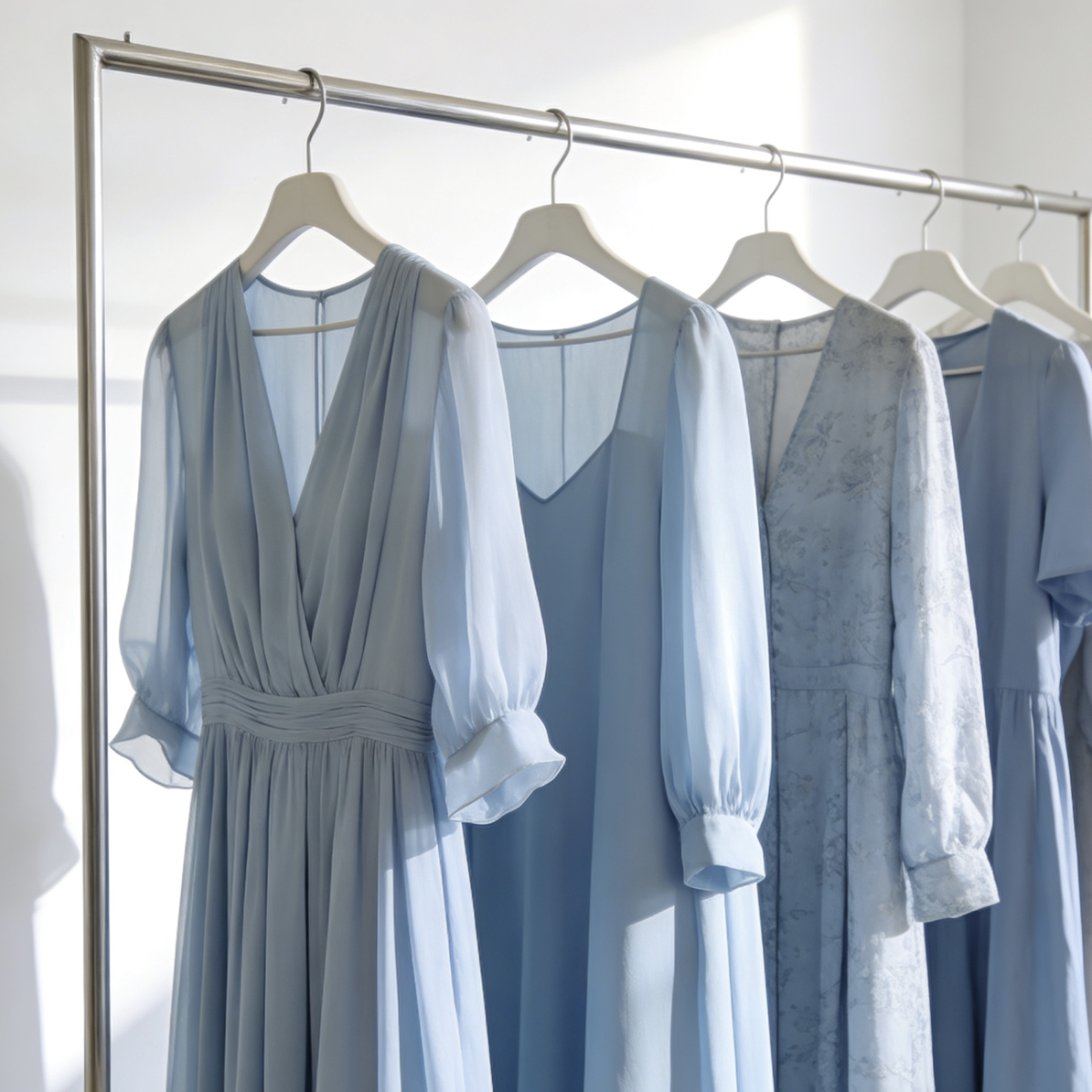 蓝色V领收腰显瘦夏季度假风轻奢法式连衣裙