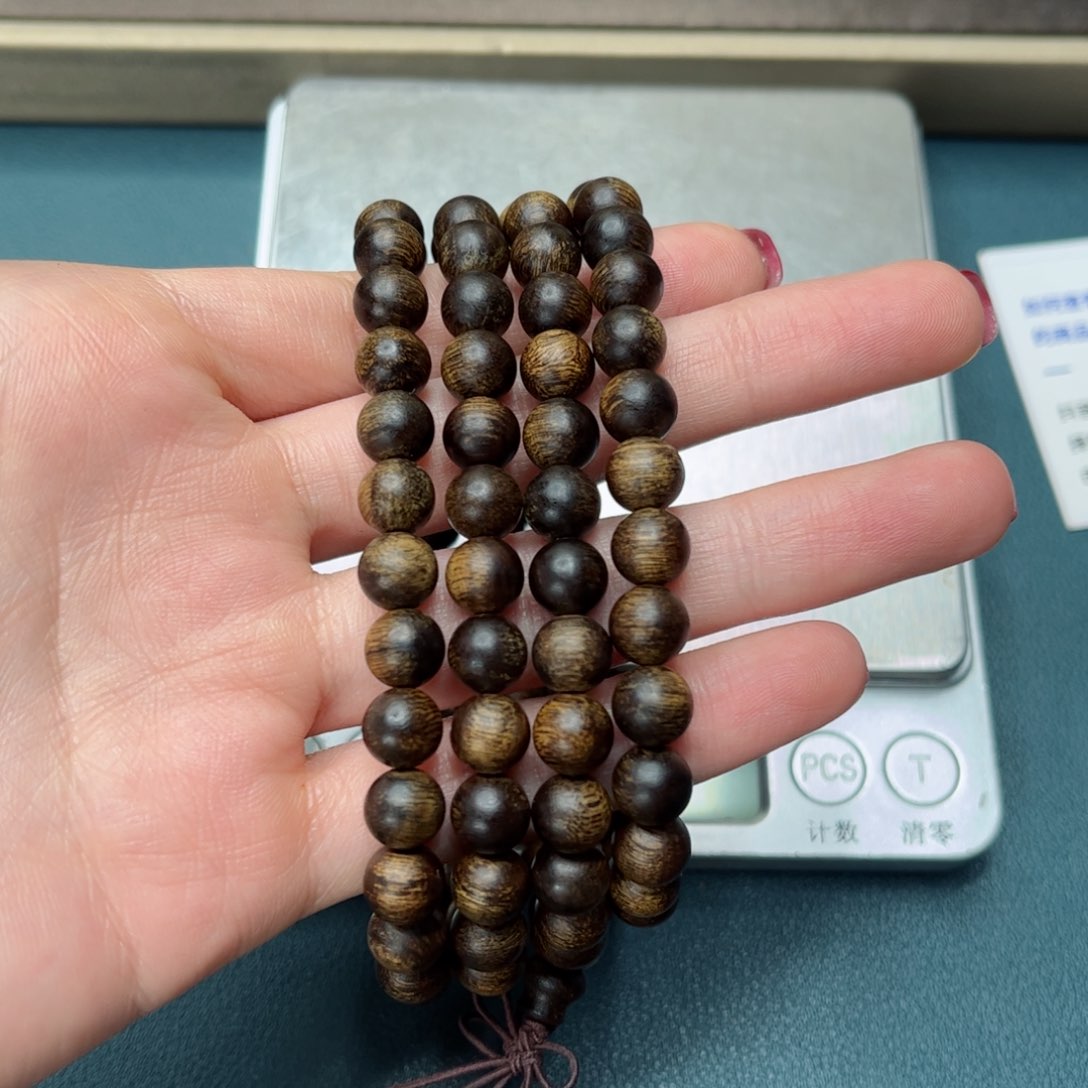 沉香手串用****5越南芽庄白奇楠留疤7mm108颗沉水
