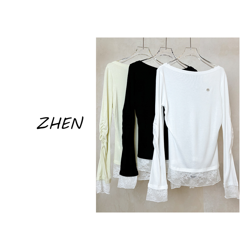 【ZHEN】25K00196 2025新款修身显瘦气质小众设计师款长袖T恤打底