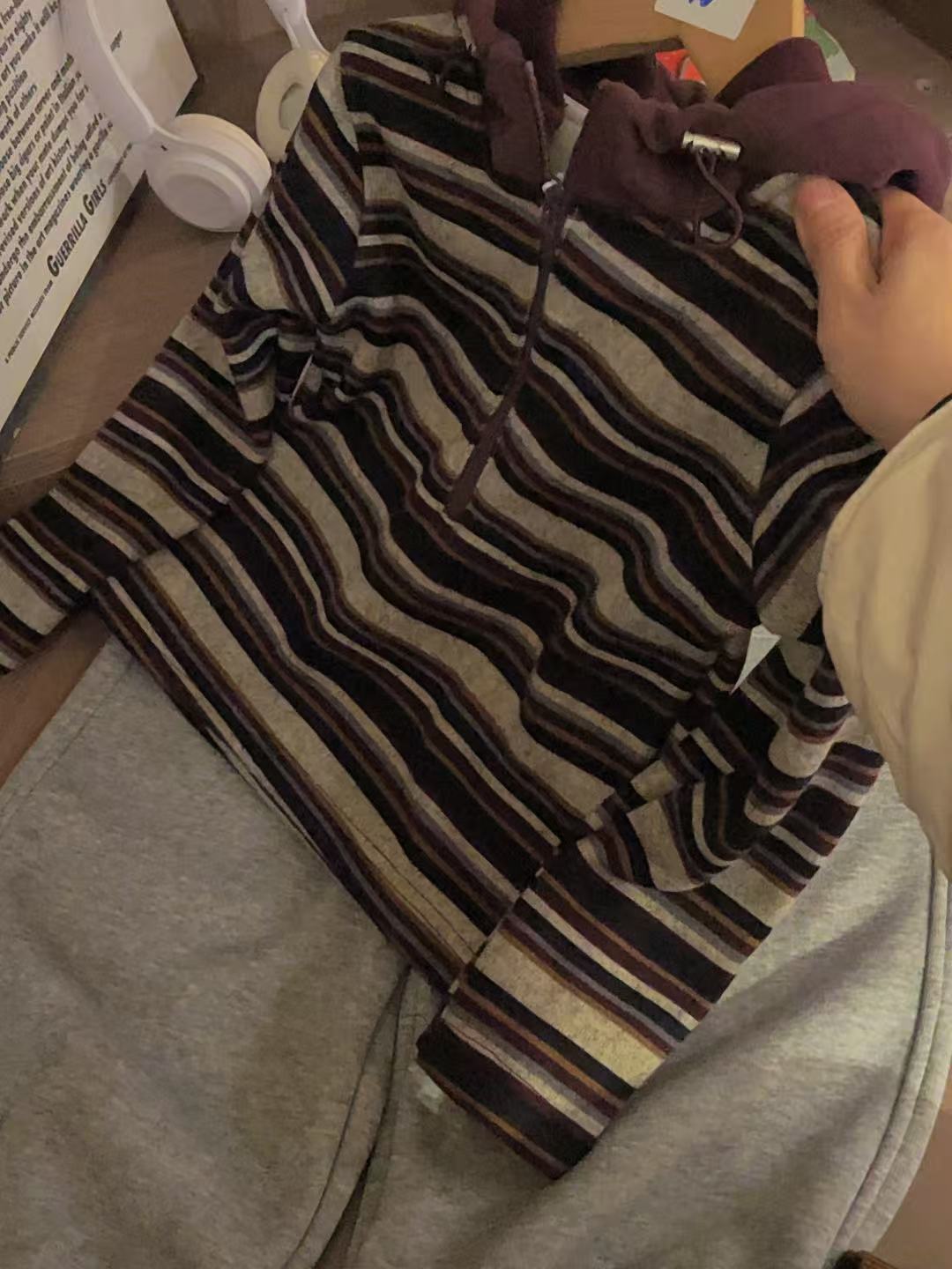 510125 儿童男女同款 韩版休闲舒适冬款保暖洋气条纹加绒外套