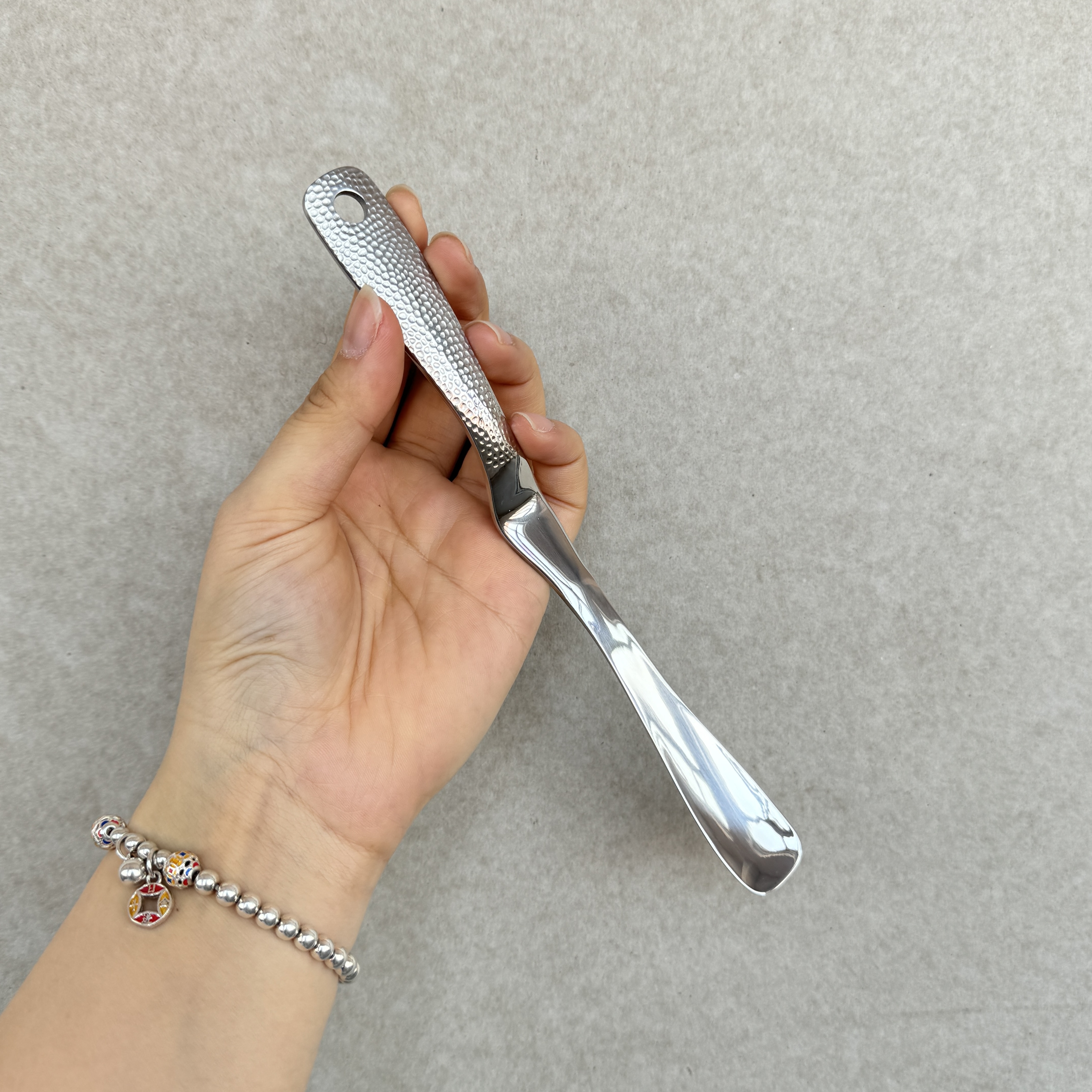 316L不锈钢锤纹果酱勺包饺子神器长19.9cm 宽2cm 重40g 厚1mm