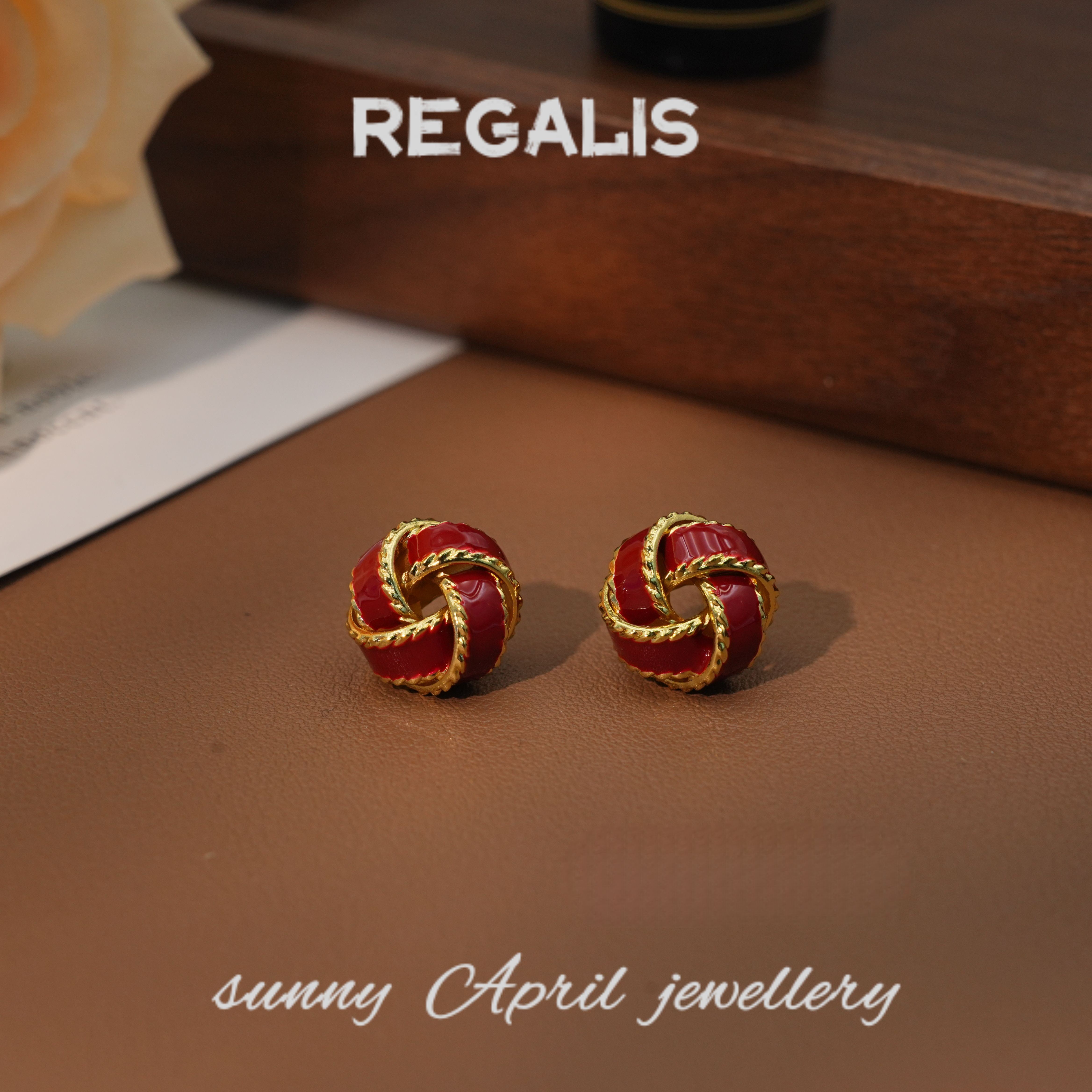 铜合金耳饰 同心结耳钉气质耳环E3001铜合金