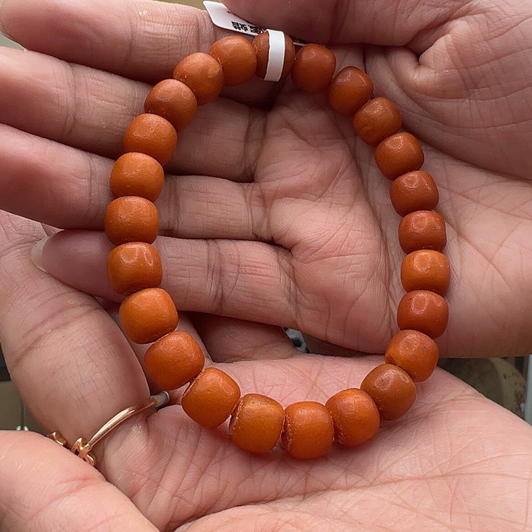 裸石琥珀未镶嵌橘皮手串9mm