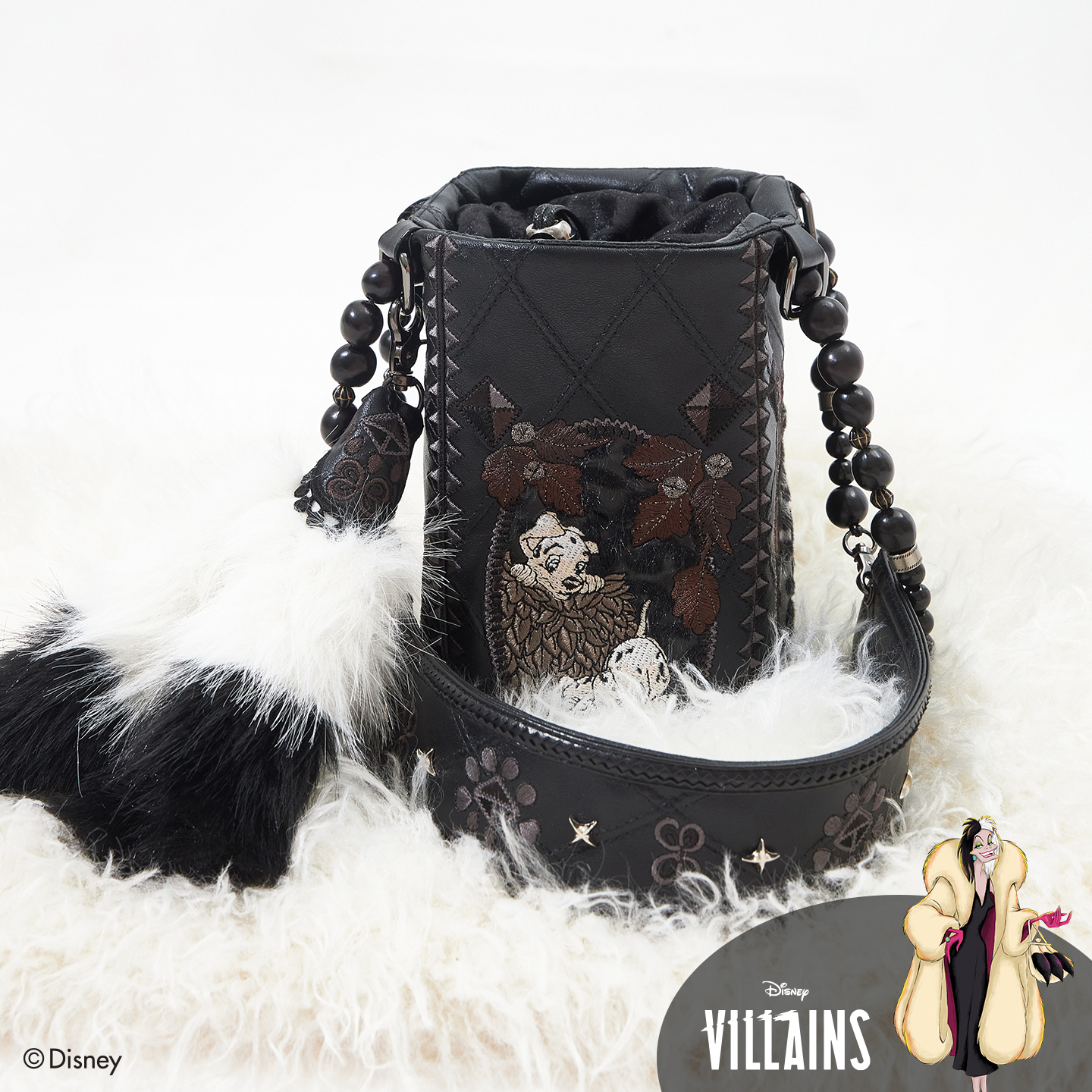 十三余小豆蔻儿[迪士尼 库伊拉-黑白魔女]斑点狗贴布绣手提包挎包