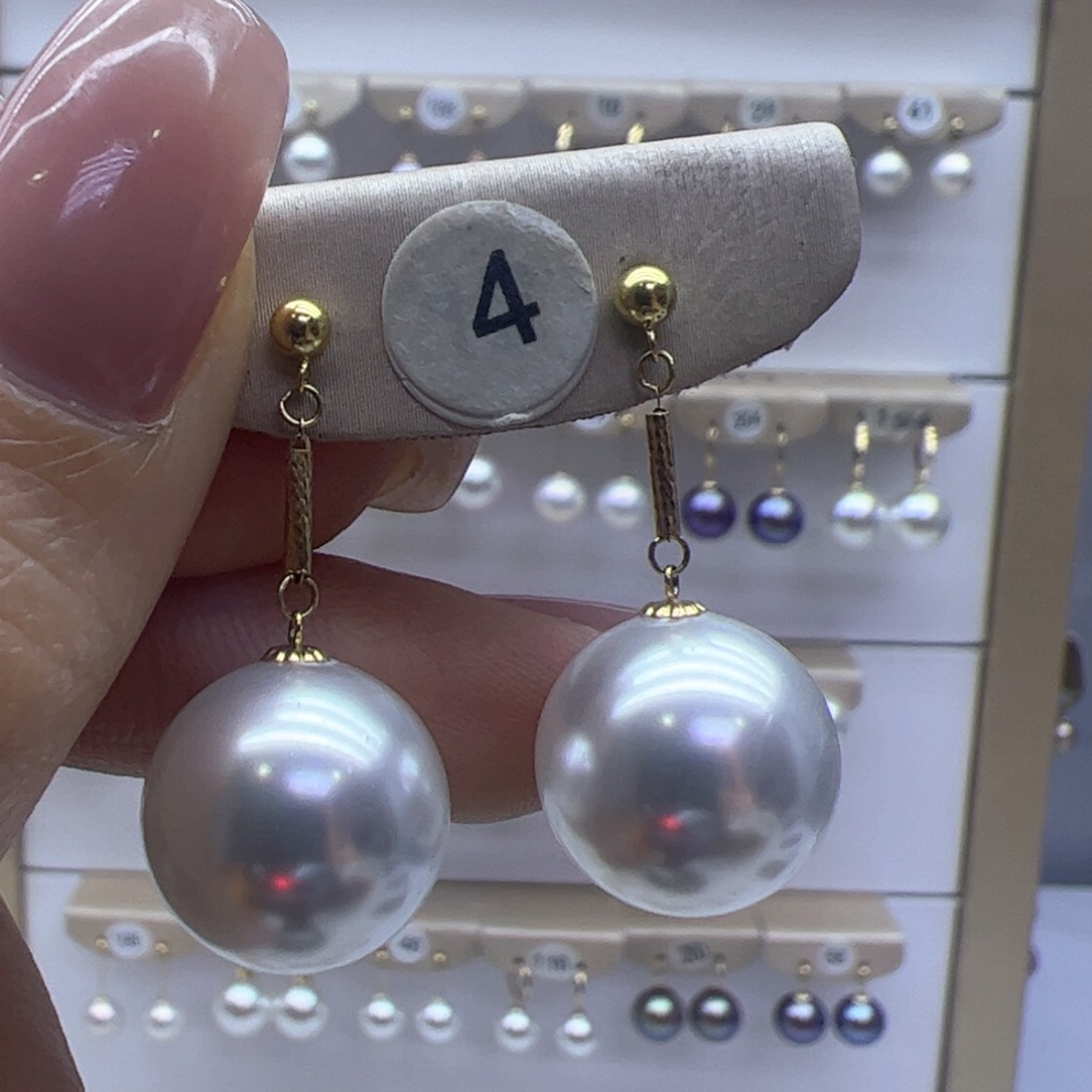 淡水珍珠耳饰18K金镶嵌