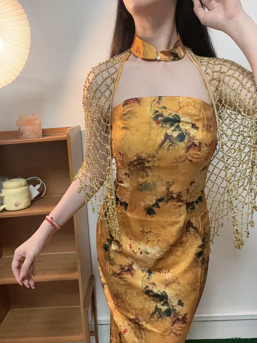 自制国风夏季新中式显瘦旗袍  美人色挂脖