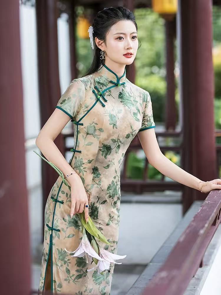 旗袍 长款 双层（衣长约125cm）清漪 C574