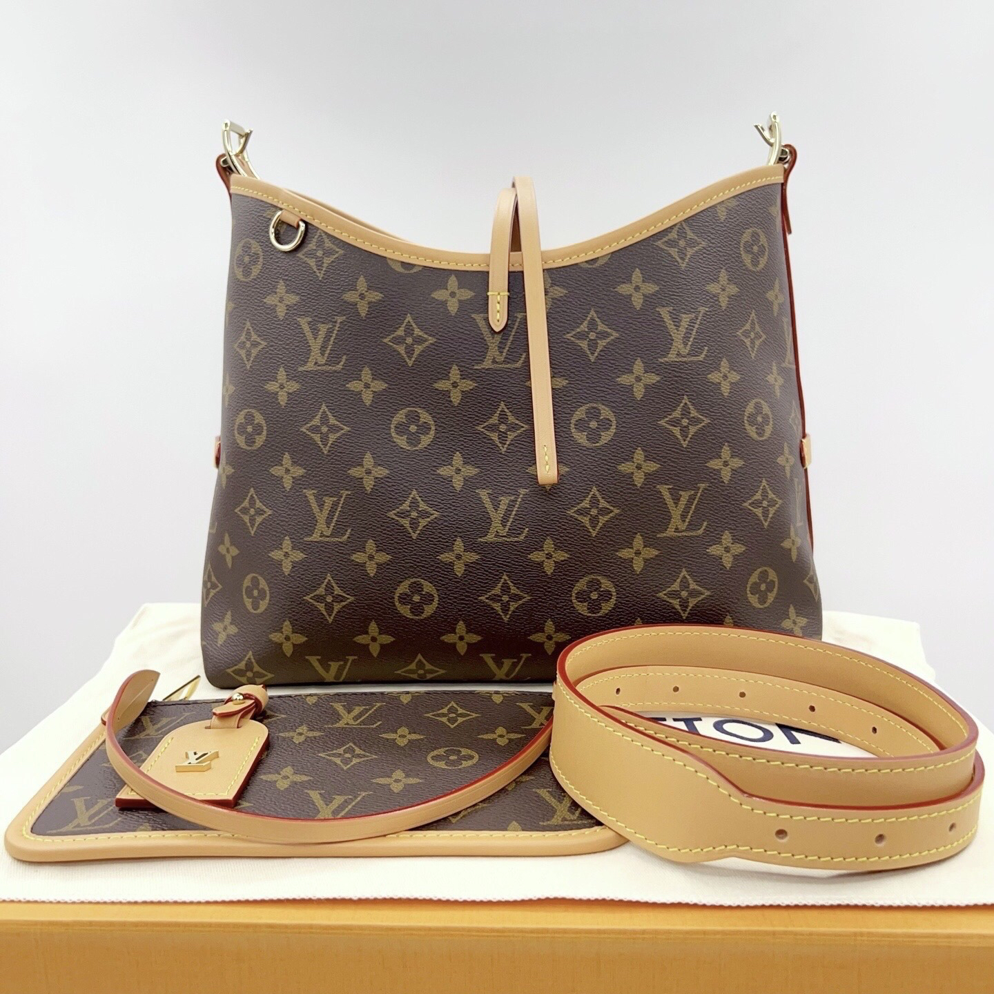 99新 LouisVuitton/路易威登 经典老花carryall小号手袋芯片0343