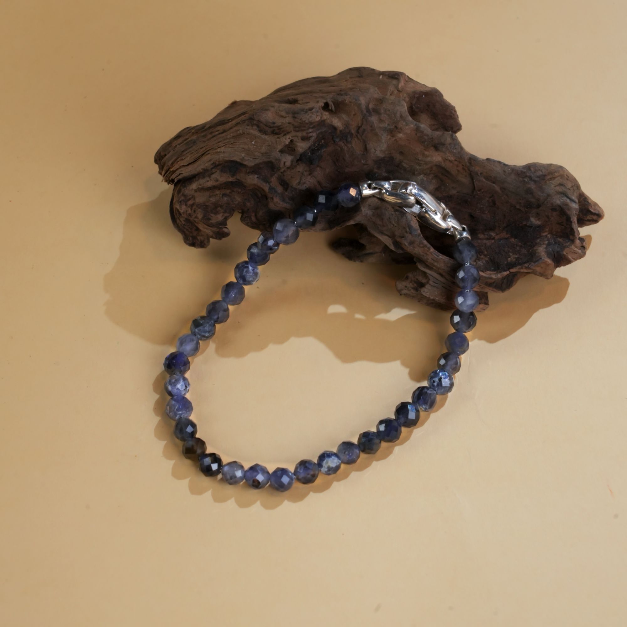 925银手链 制道珠宝灰紫冰川CORDIERITE堇手链男女同款（ZB0007）