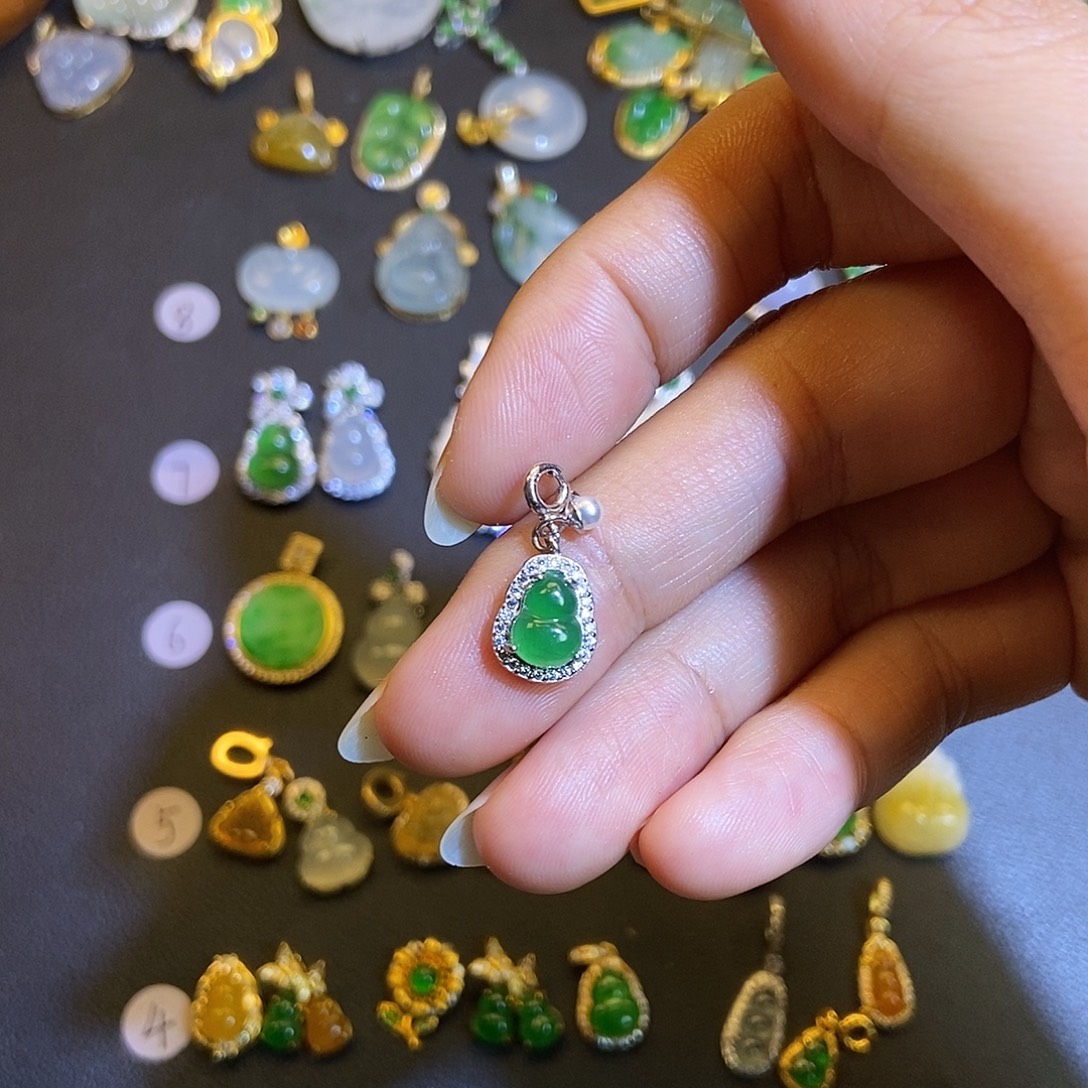 翡翠银S925镶嵌吊坠(不含链)