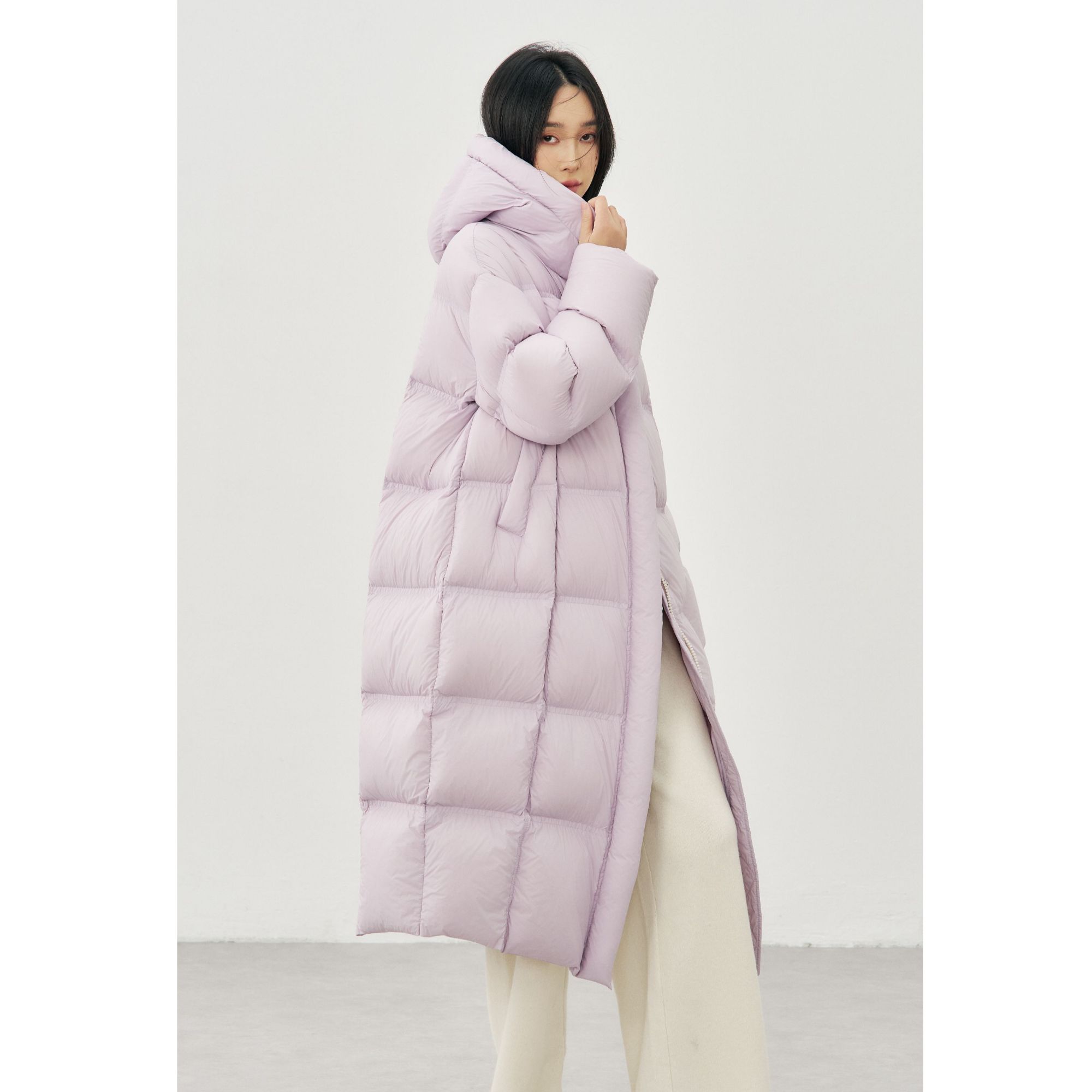 90白鸭绒服女廓形云感泡芙大被子加厚保暖百搭过膝长款连帽时尚X