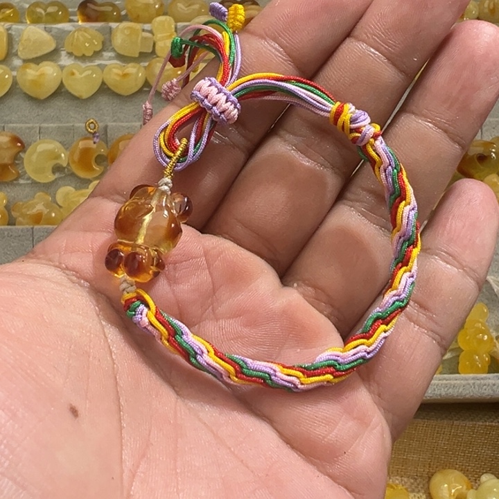 琥珀吊坠(不含链)未镶嵌小熊手绳
