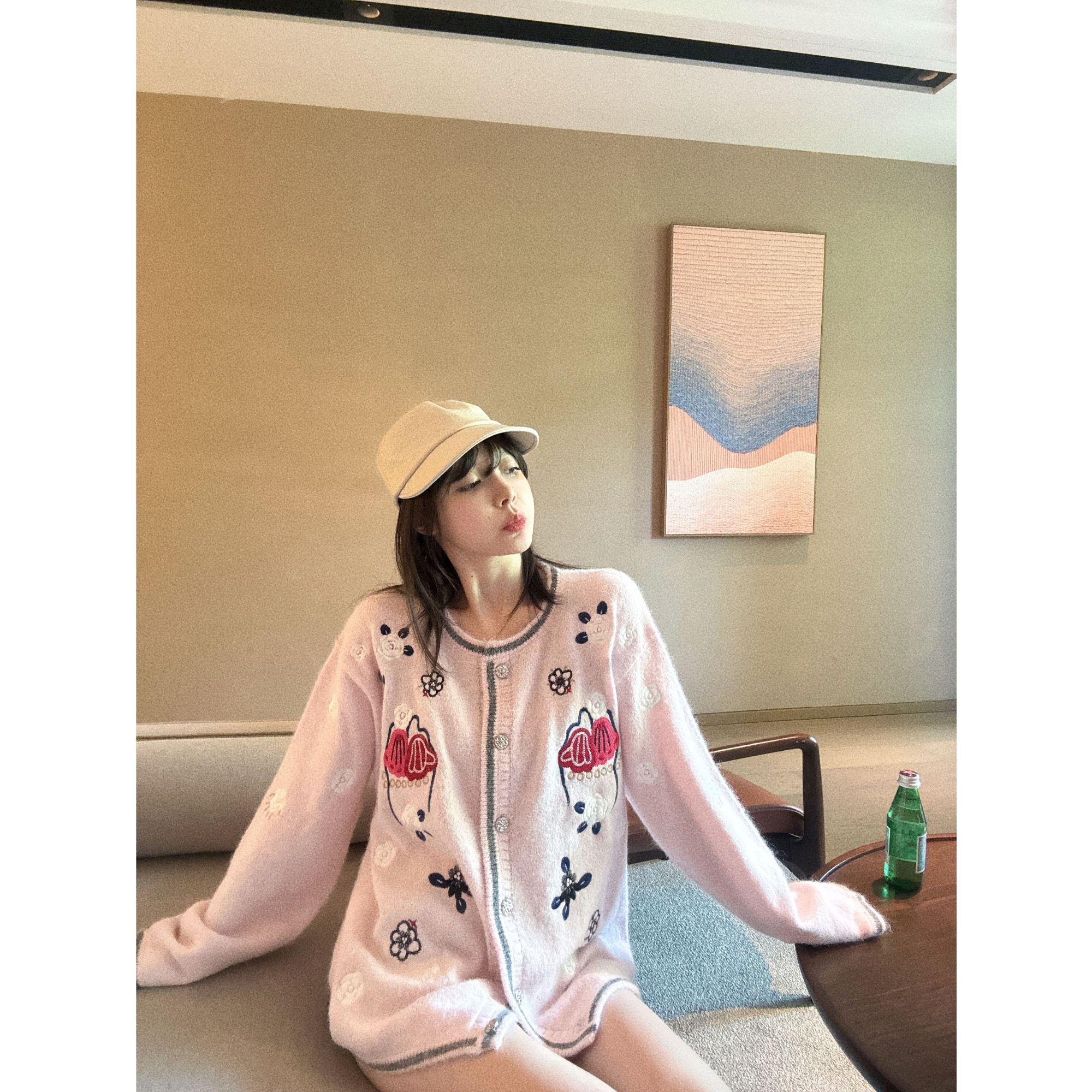 BETTER JOELAY-【粉甜绣花】羊毛时尚针织毛衣个性慵懒LL6061