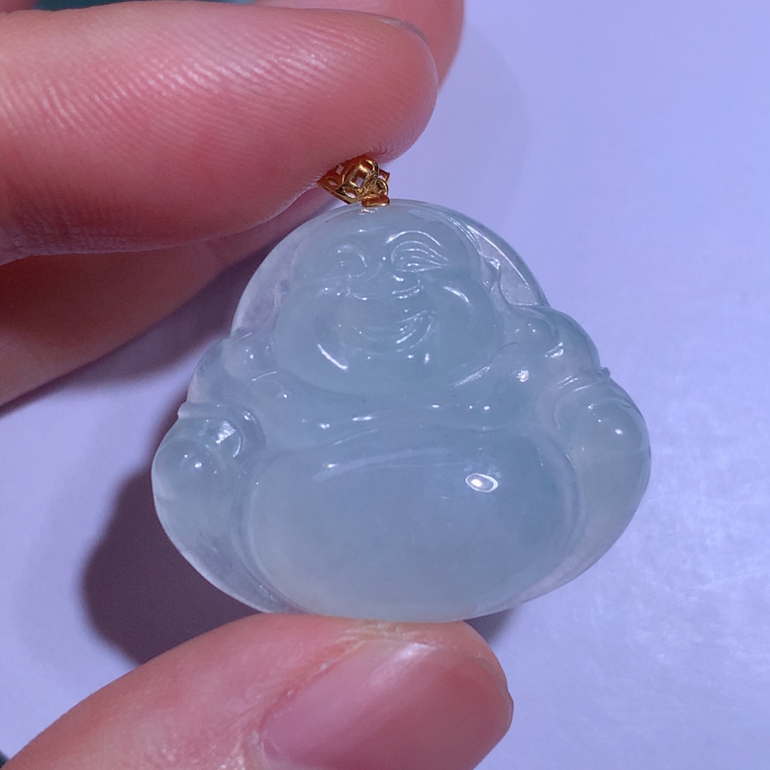 翡翠颈饰18K金镶嵌佛公