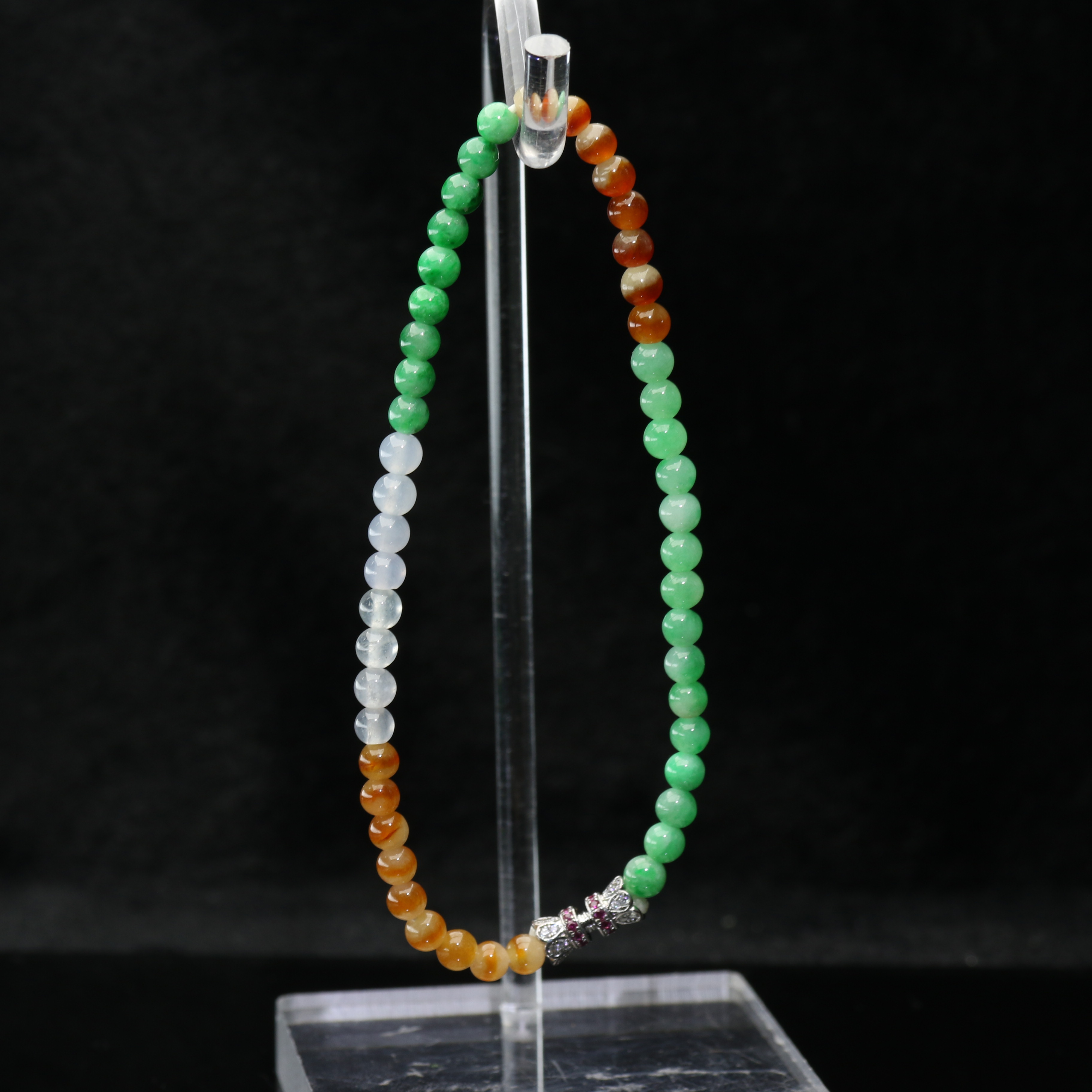 6天然缅甸翡翠A货三彩手串/300377/上海嘉禾拍卖