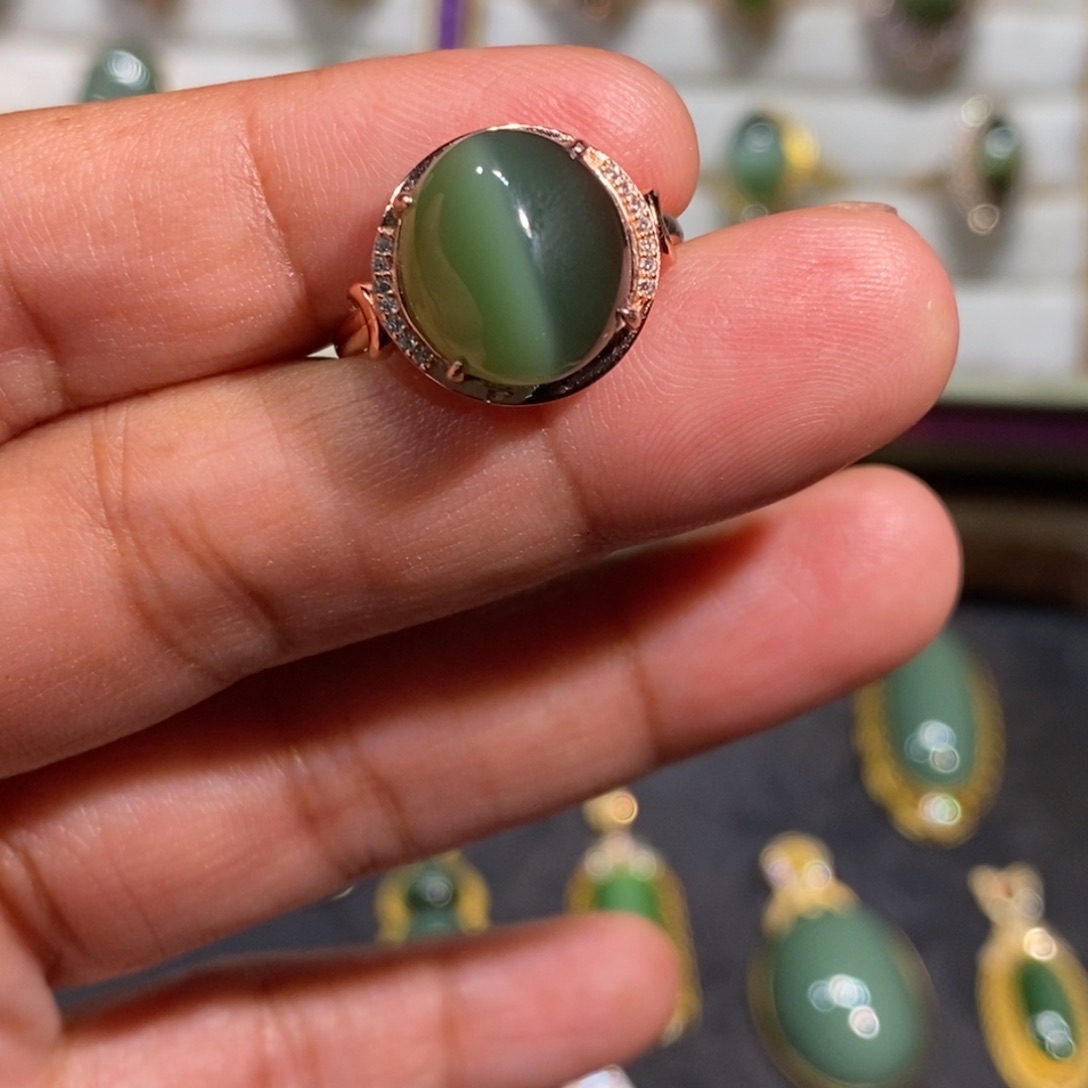 和田玉（碧玉）颈饰银S925镶嵌樱*