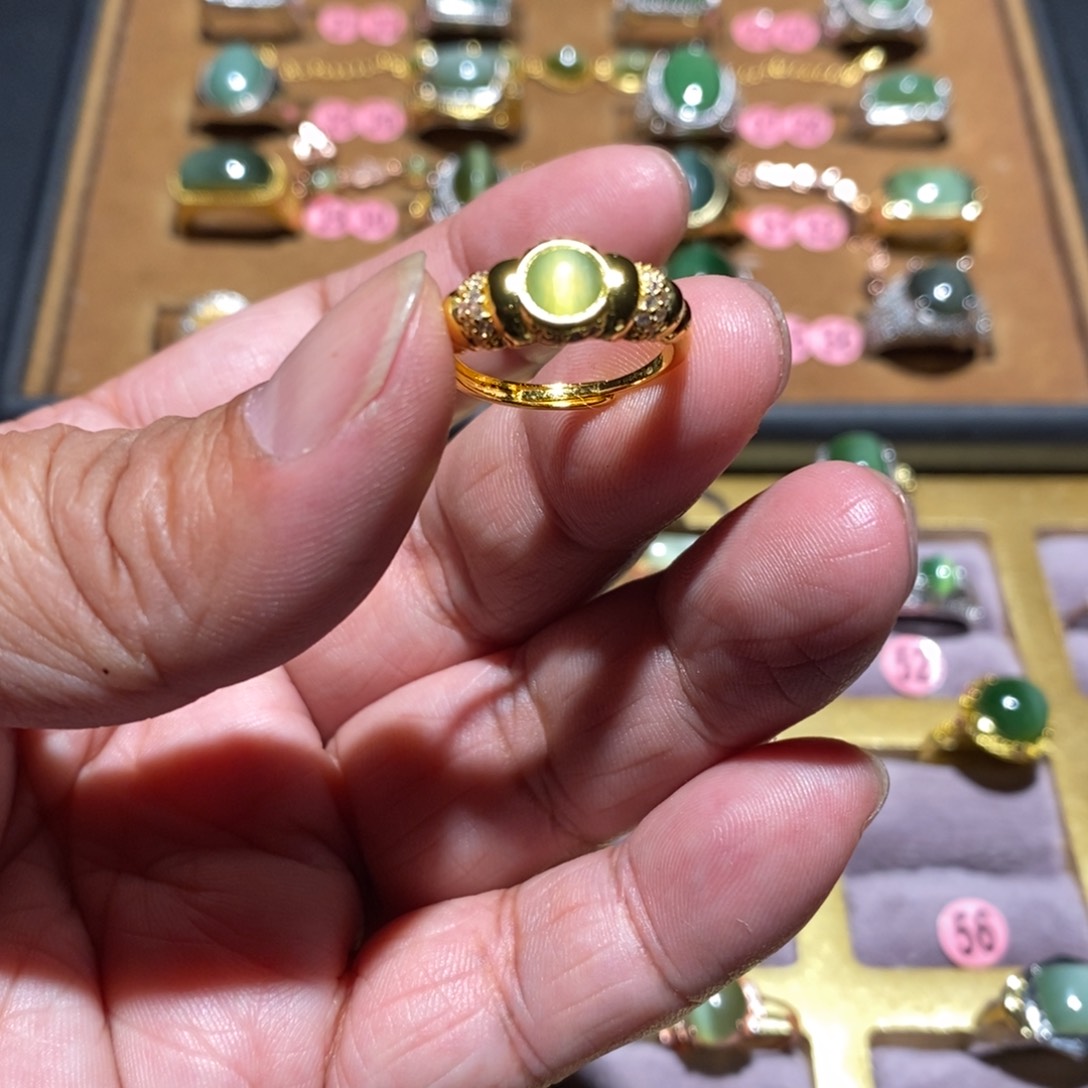 和田玉（碧玉）戒指未镶嵌纯**士