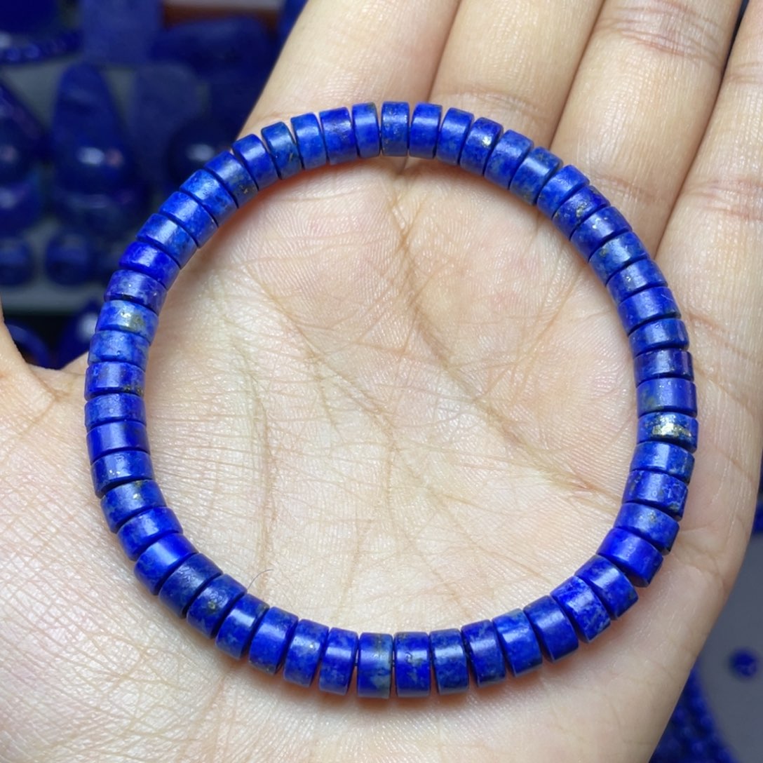 青金石未镶嵌6×3mm直切药片手串