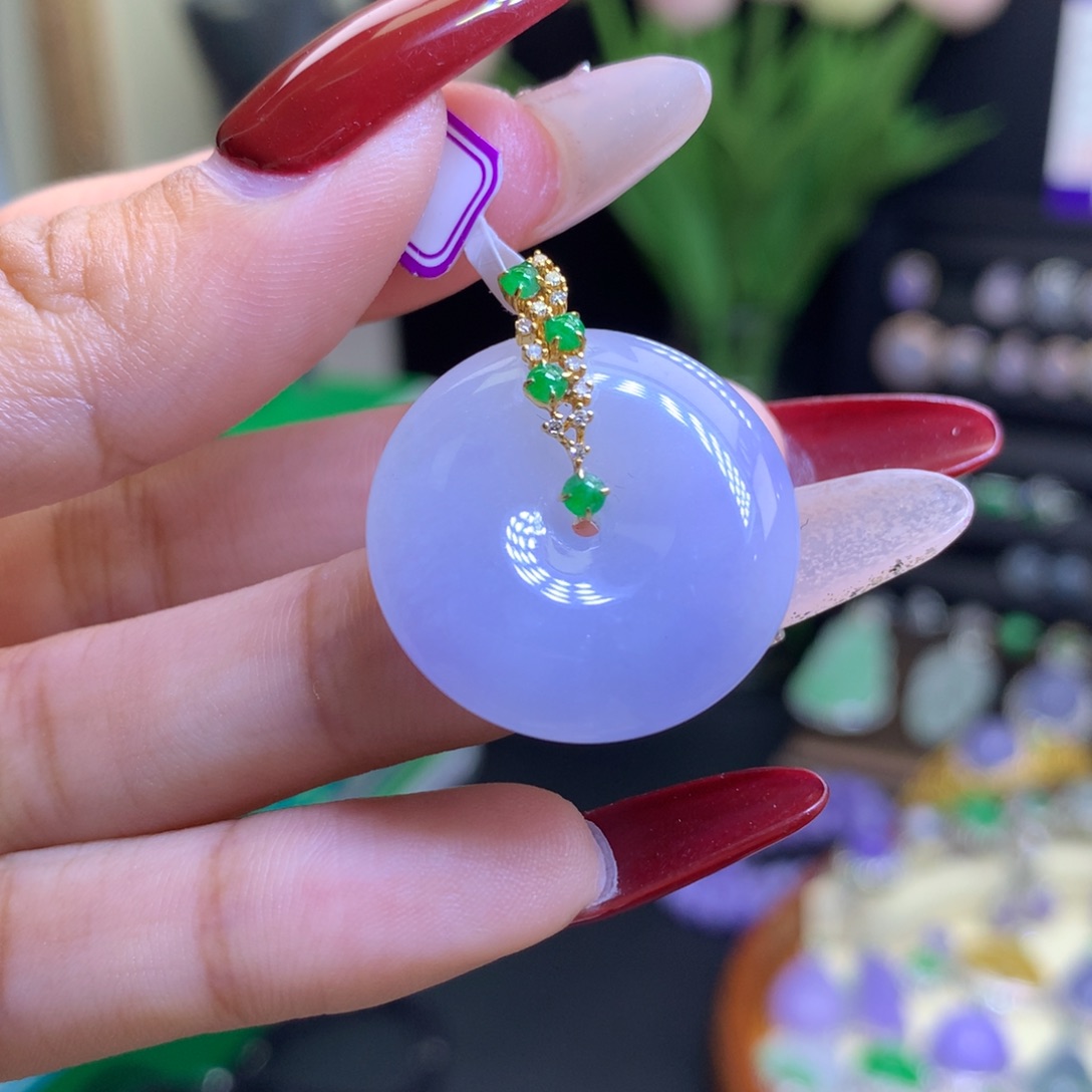 翡翠颈饰18K金镶嵌天然