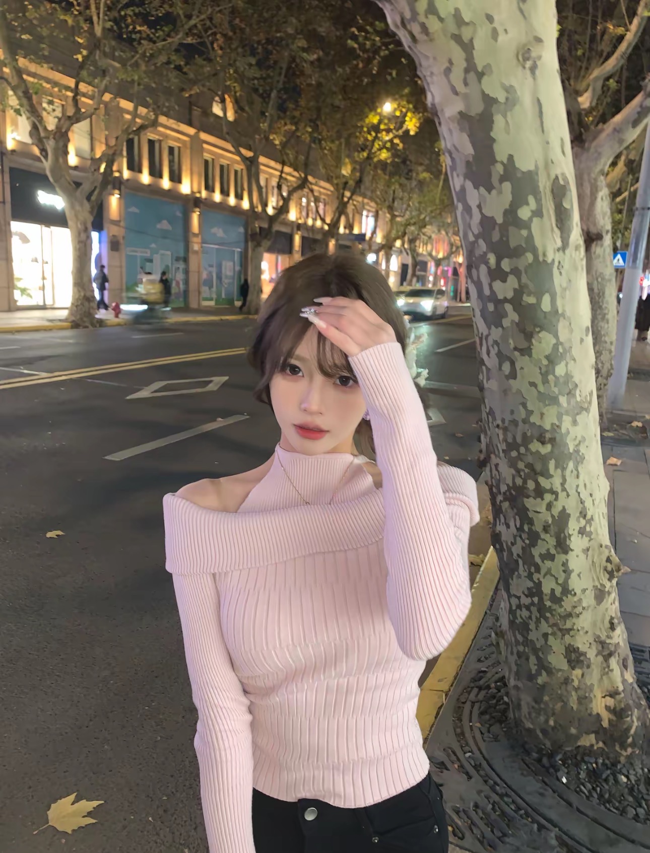 小香风纯欲挂脖一字肩针织衫女2025秋冬新款气质修身显瘦上衣ins