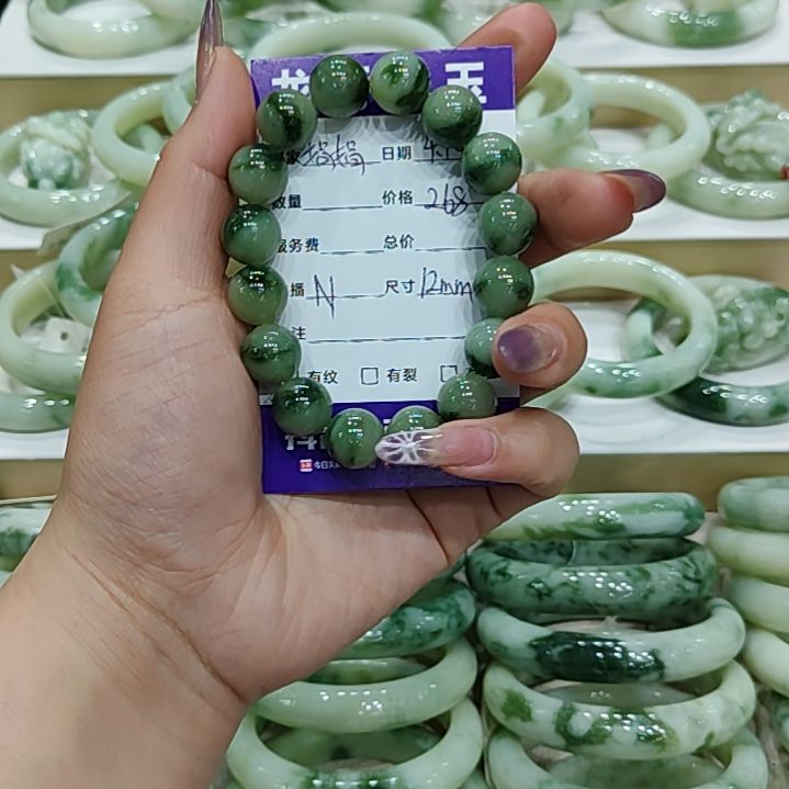 未镶嵌透闪石-蛇纹石玉手链娟*