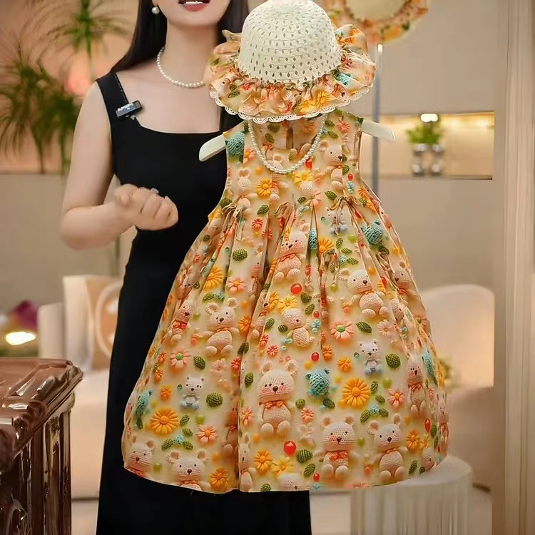女童立体印花公主裙2025夏季洋气韩版沙滩裙B1925
