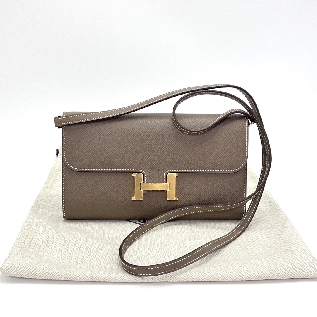 99新 Hermes/爱马仕 大象灰金扣康康togo单肩斜挎包 08064