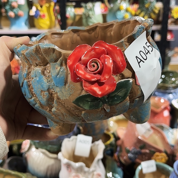 瓷片花盆多肉植物艺术品