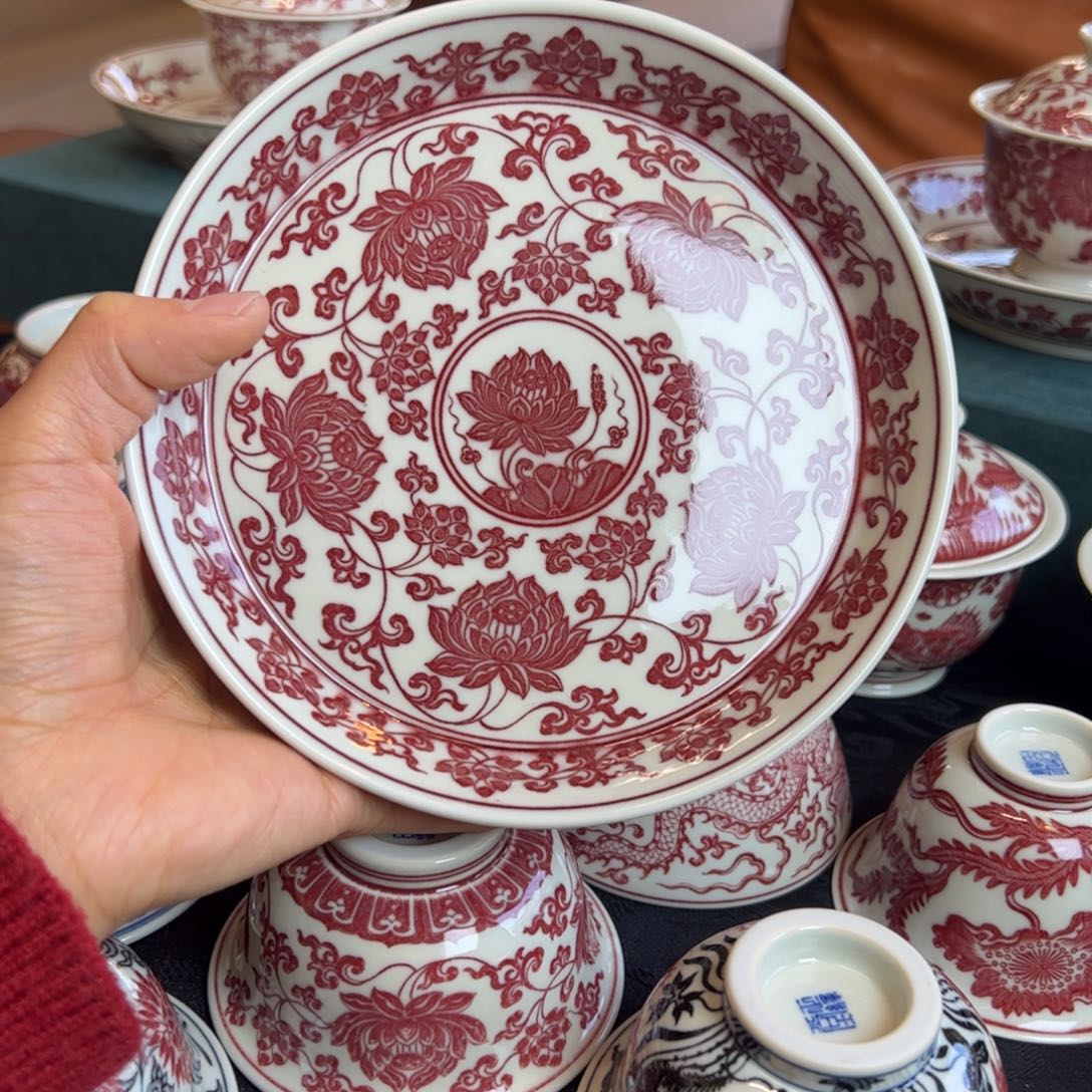 H正绎堂全红金刚莲壶承 15直径