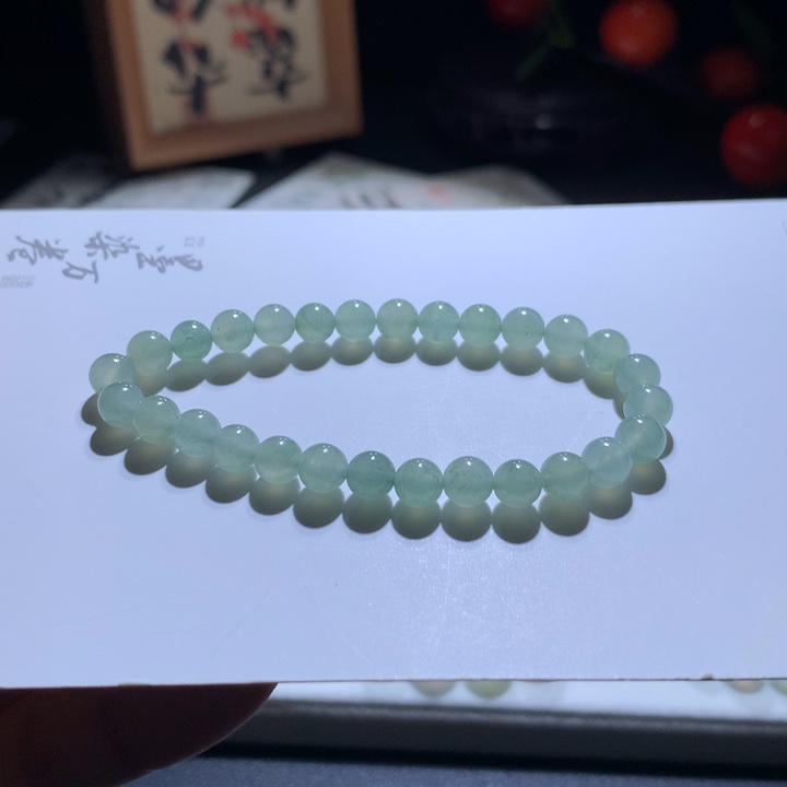 翡翠手链未镶嵌烟雨朦胧珠串卡6