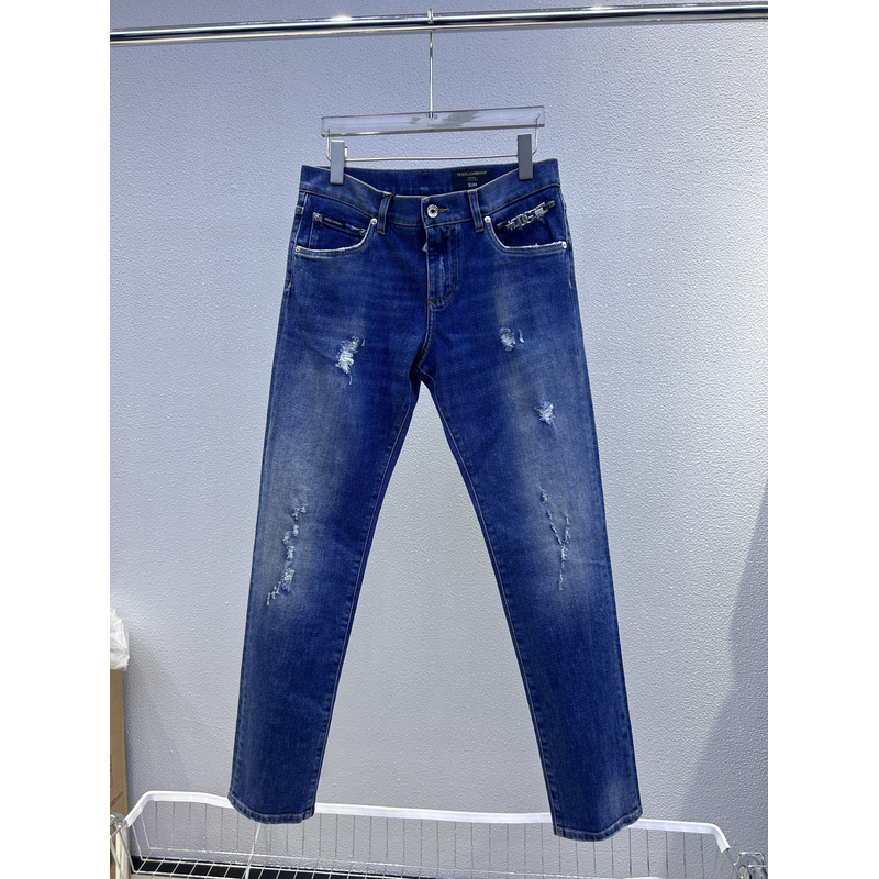 GY07CD G8LN7 全新未使用D.......G 男士蓝色磨破小脚牛仔裤 Slim