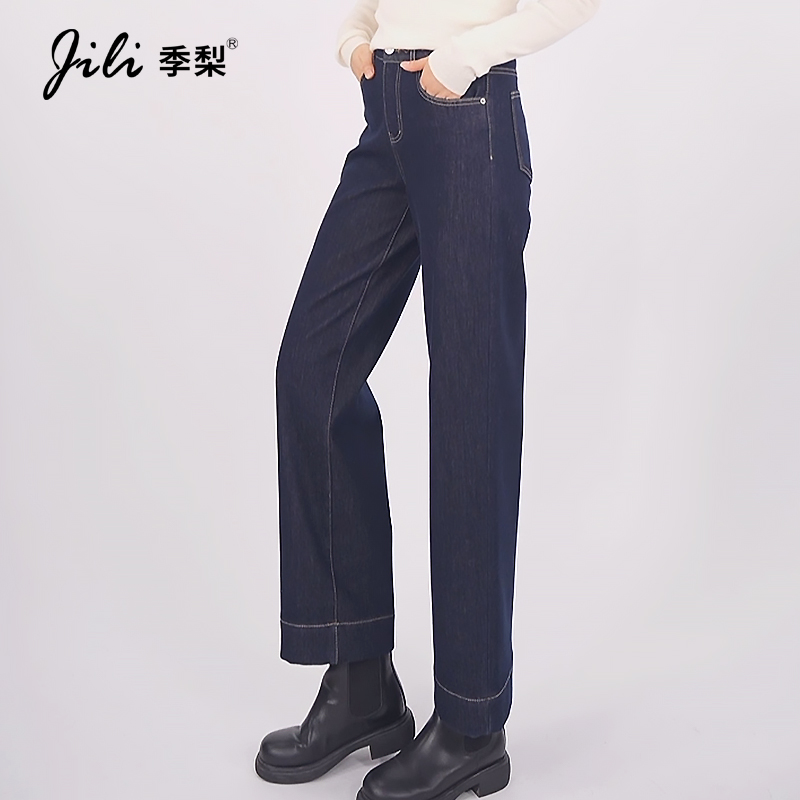 2025冬季新款加绒黑金原色弹力窄版时尚女士阔腿裤拍照必备衣服